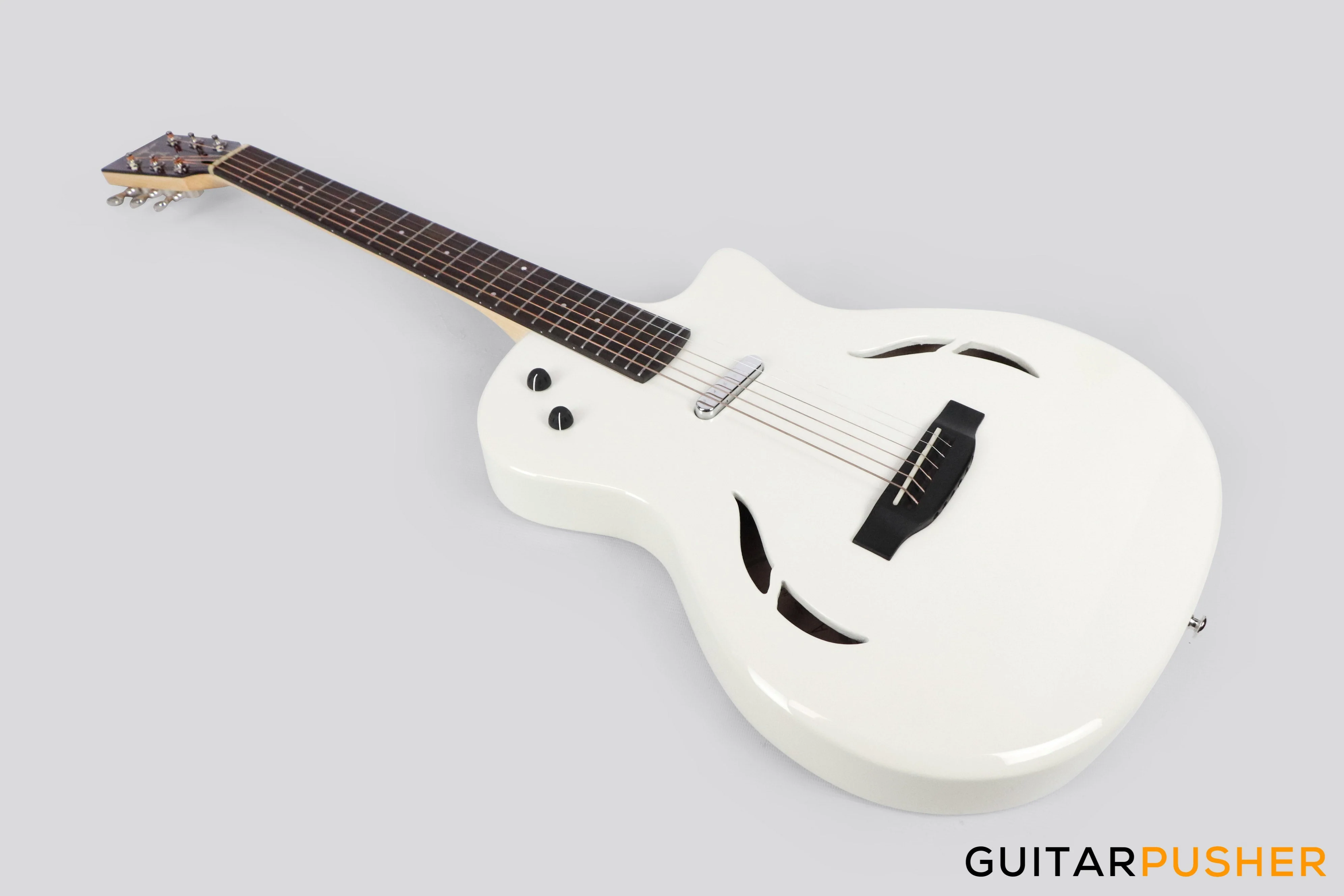 Tyma TE-1 Hollowbody Electric Guitar - White - Image 7