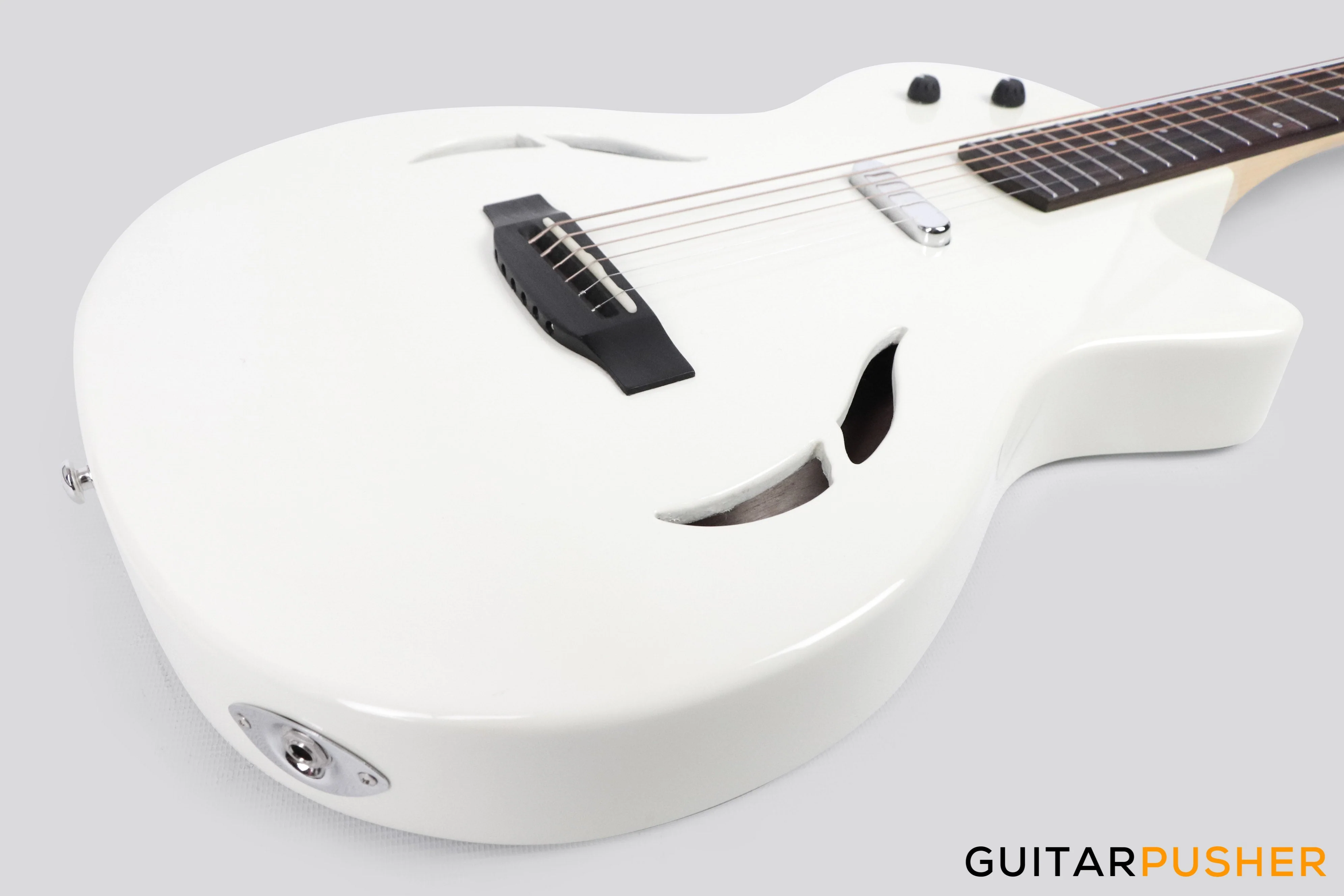 Tyma TE-1 Hollowbody Electric Guitar - White - Image 8