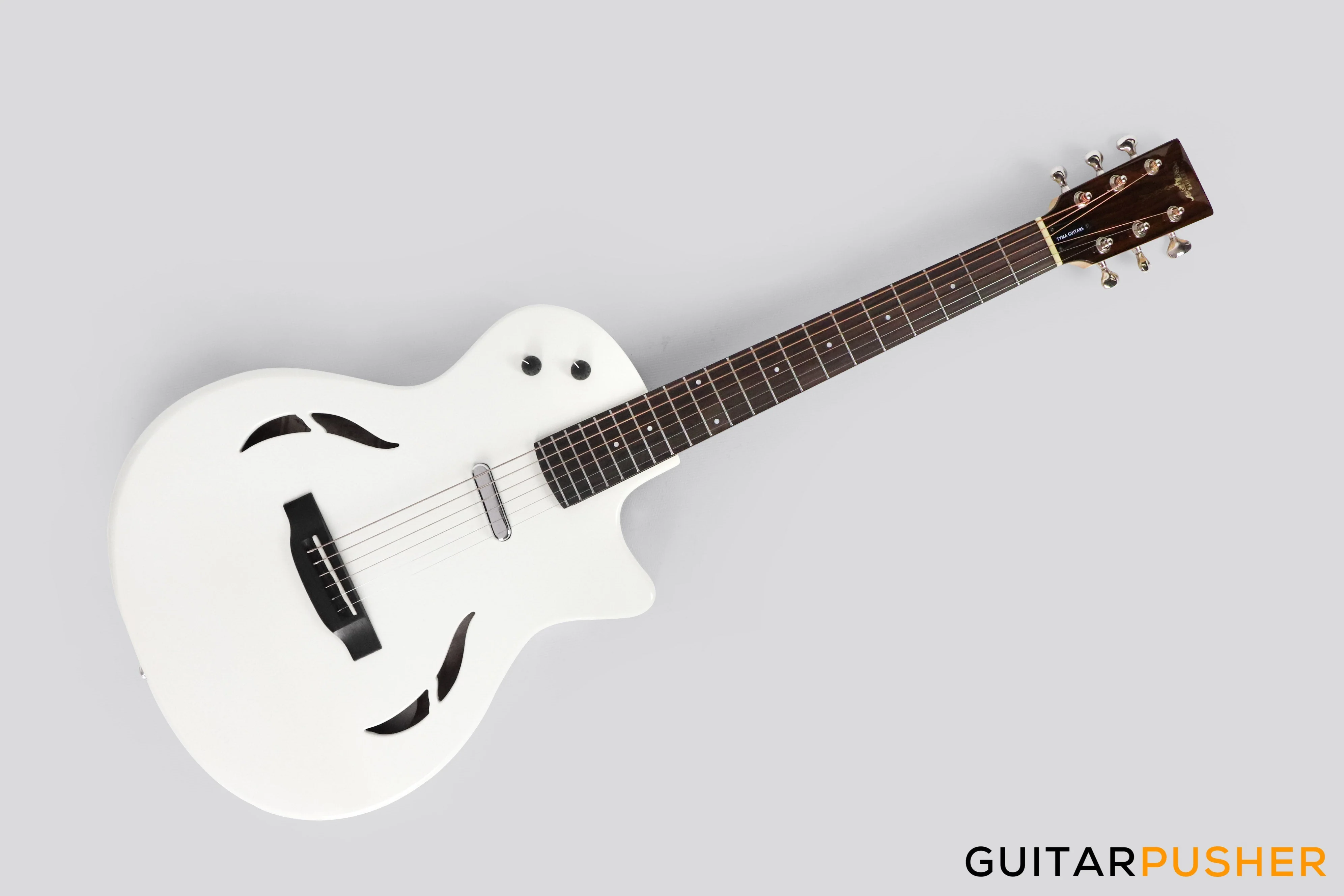 Tyma TE-1 Hollowbody Electric Guitar - White - Image 9