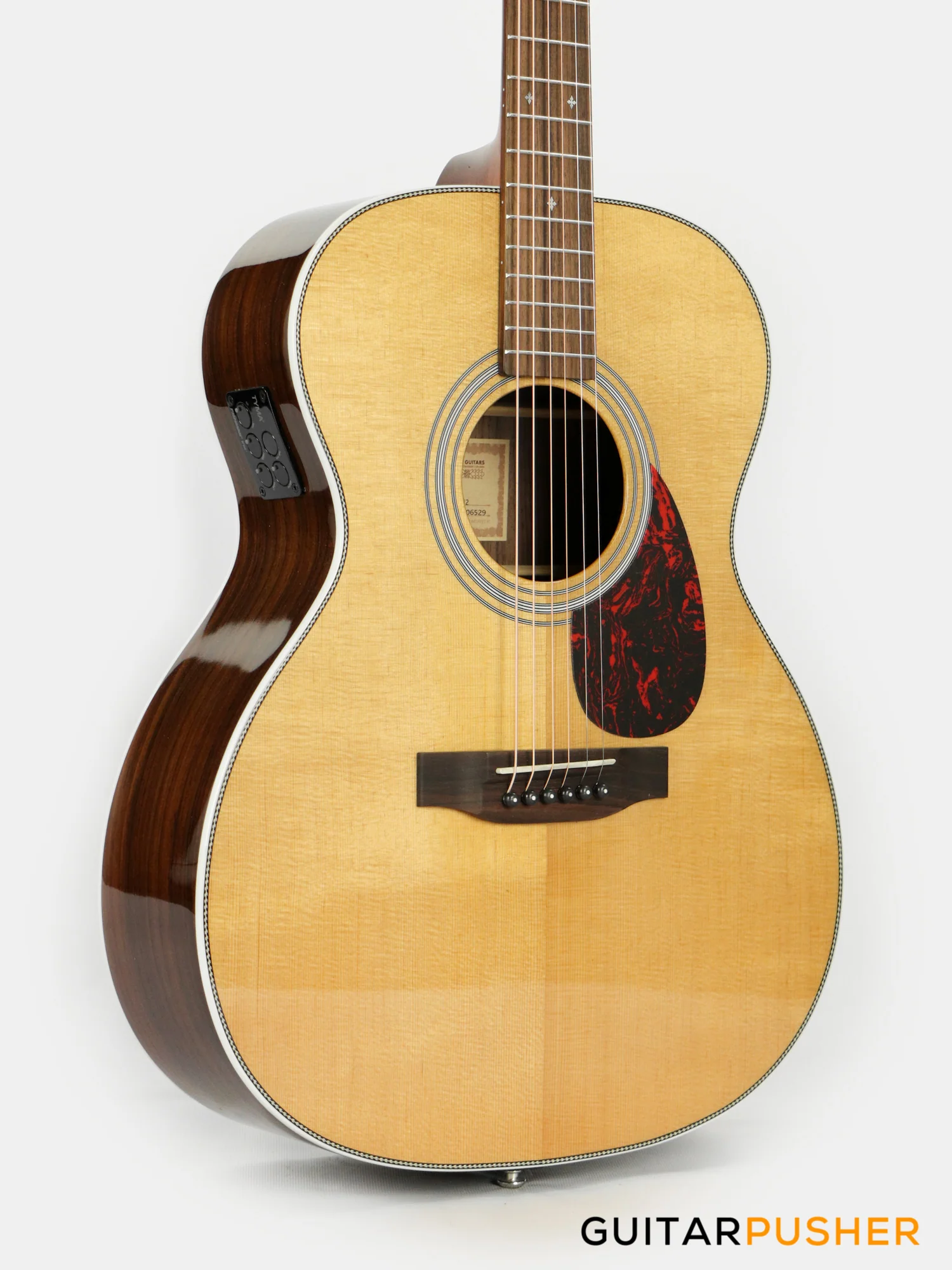 Tyma TF-12 Solid Sitka Spruce Top Indian Rosewood OM Acoustic Guitar - Image 5