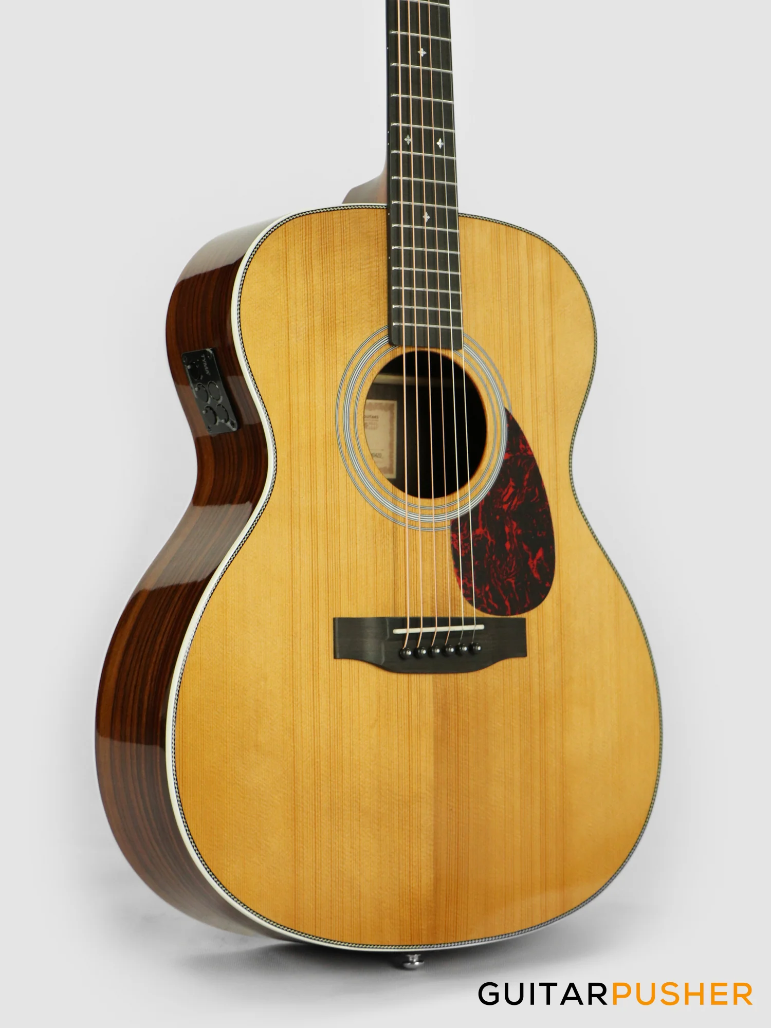 Tyma TF-12E Solid Sitka Spruce Top Indian Rosewood OM Acoustic-Electric Guitar - Image 5