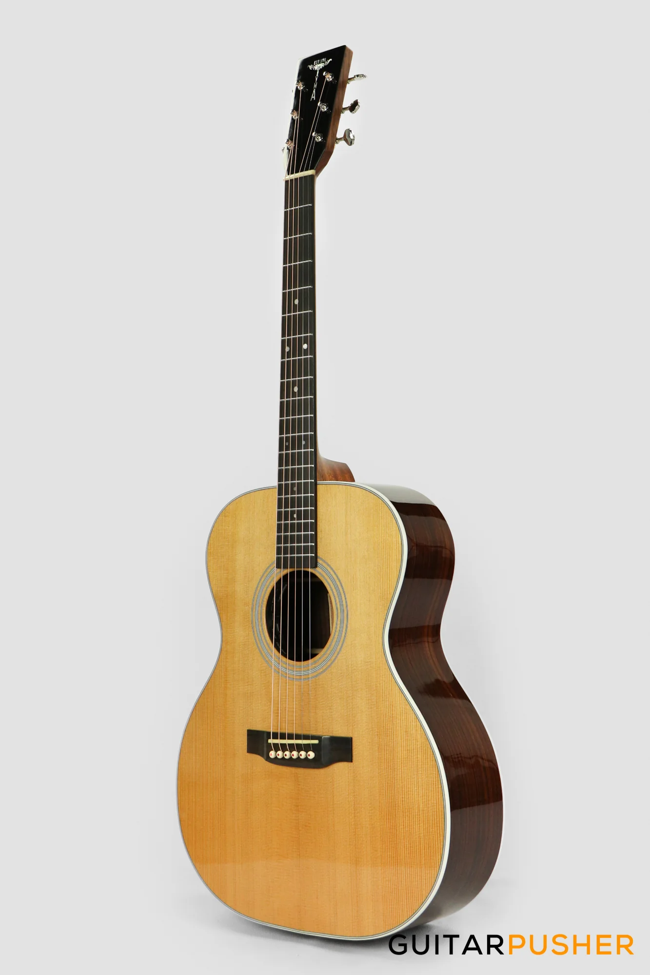 Tyma TF-28E All-Solid Wood Sitka Spruce Top Indian Rosewood OM Acoustic-Electric Guitar with Fishman Ellipse Matrix Blend Dual Pickups - Image 3