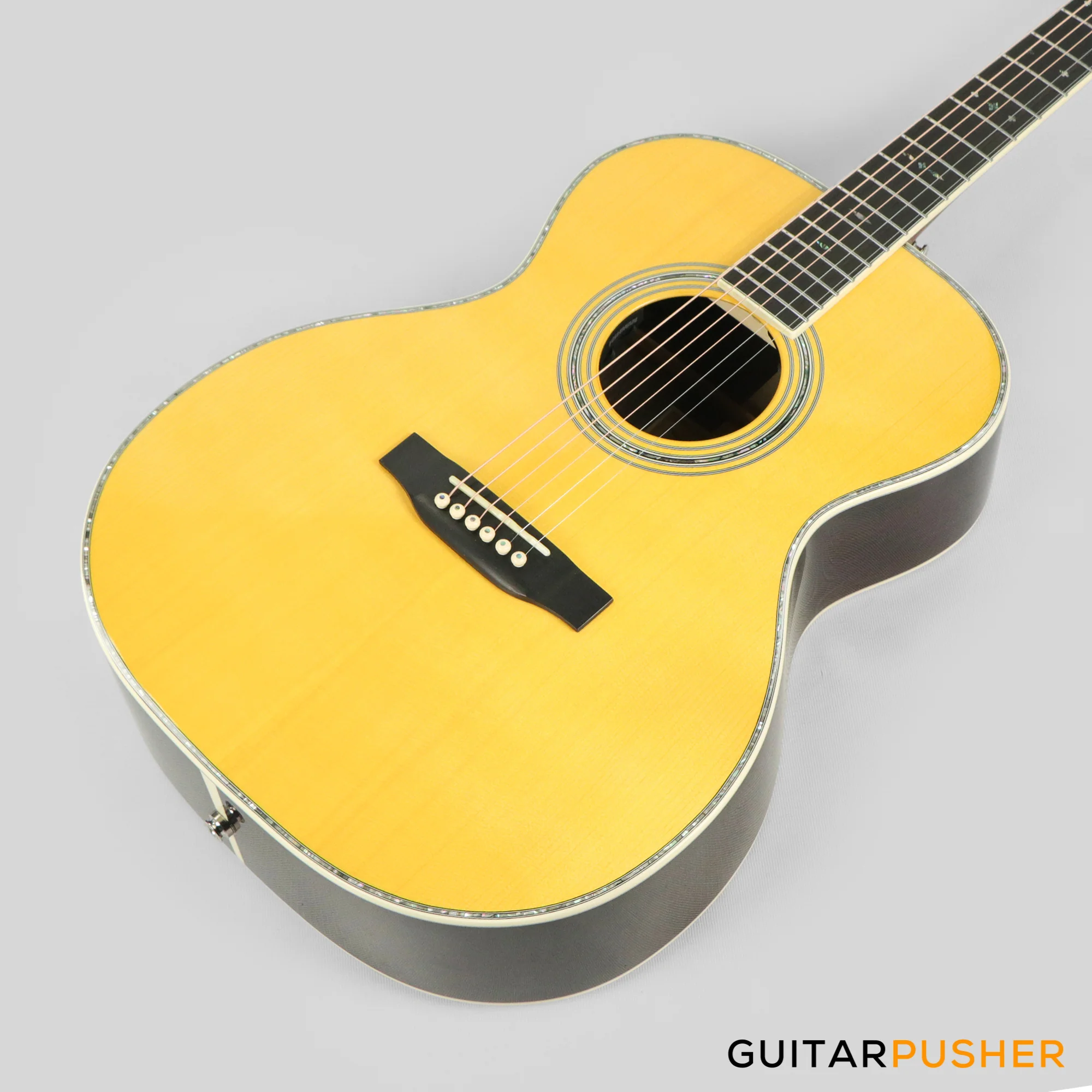 Tyma TF-28VE All-Solid Wood Sitka Spruce Top Indian Rosewood OM Acoustic-Electric Guitar with Fishman USA Elipse Matrix Pickup System & Case - Image 10