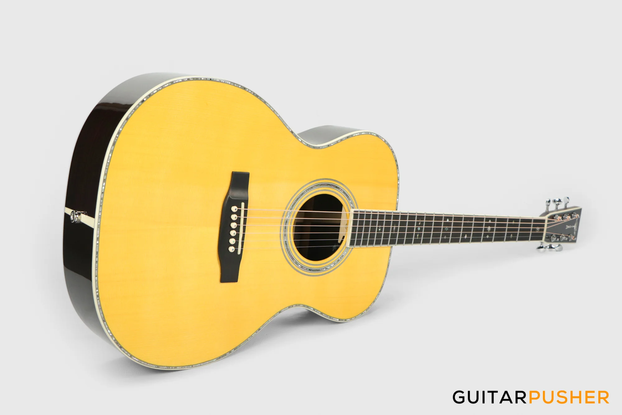 Tyma TF-28VE All-Solid Wood Sitka Spruce Top Indian Rosewood OM Acoustic-Electric Guitar with Fishman USA Elipse Matrix Pickup System & Case - Image 11