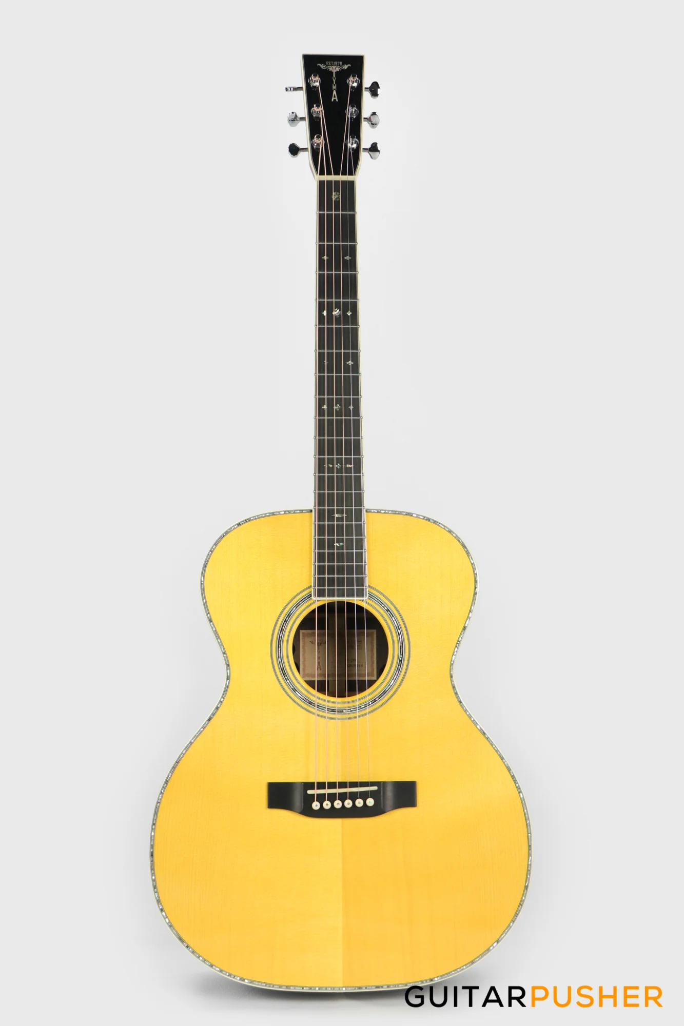 Tyma TF-28VE All-Solid Wood Sitka Spruce Top Indian Rosewood OM Acoustic-Electric Guitar with Fishman USA Elipse Matrix Pickup System & Case - Image 2