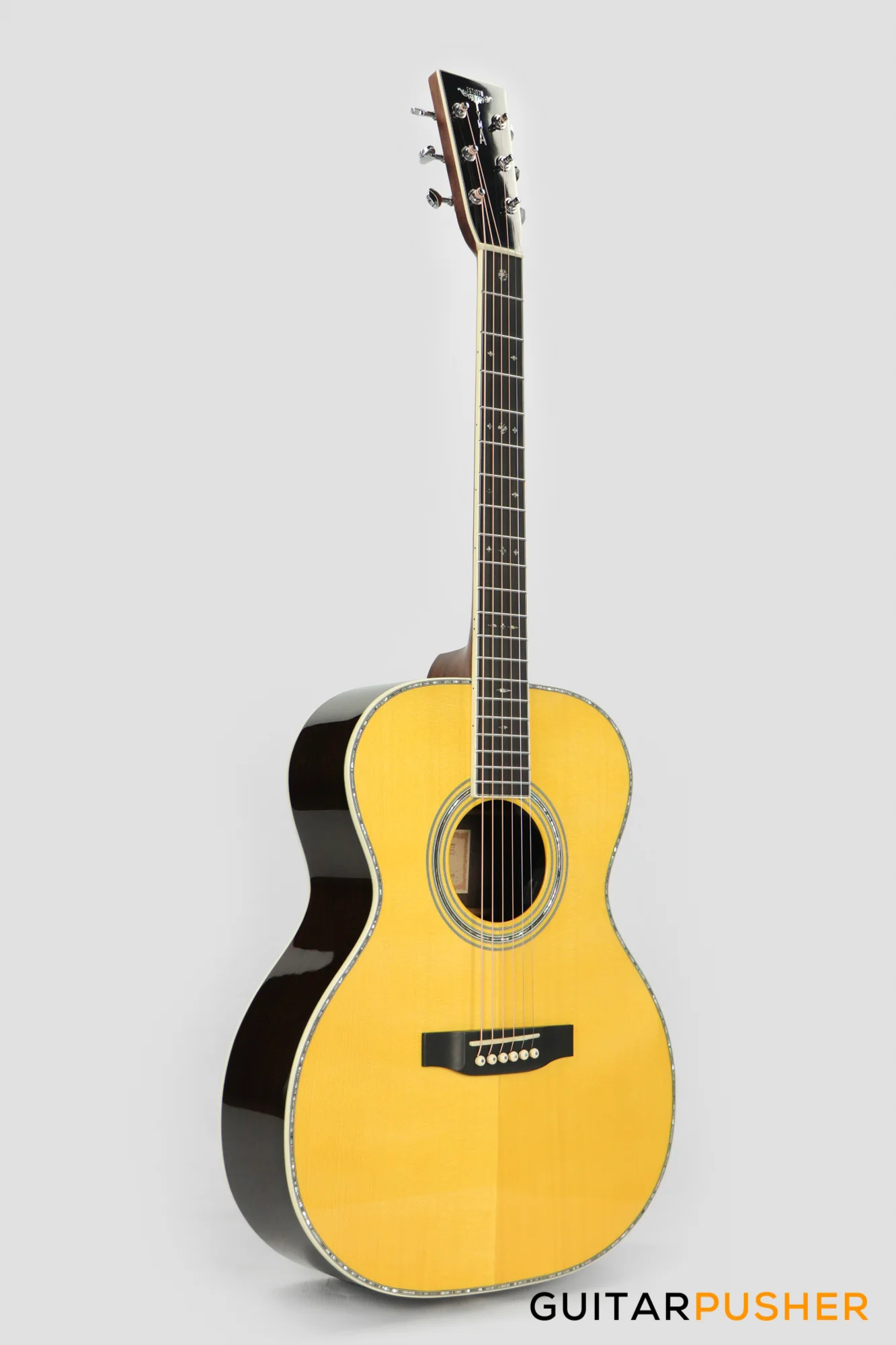 Tyma TF-28VE All-Solid Wood Sitka Spruce Top Indian Rosewood OM Acoustic-Electric Guitar with Fishman USA Elipse Matrix Pickup System & Case - Image 3