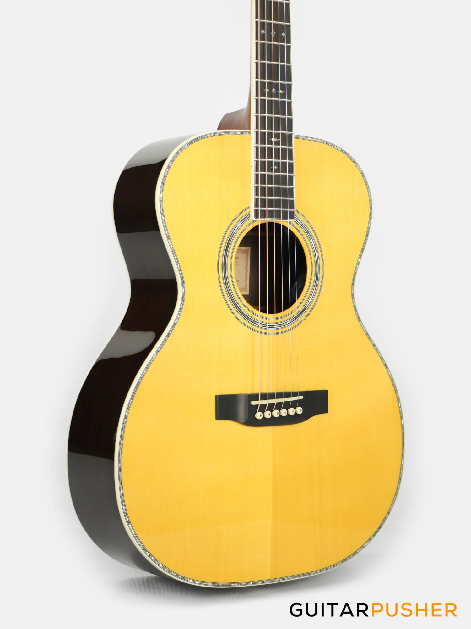 Tyma TF-28VE All-Solid Wood Sitka Spruce Top Indian Rosewood OM Acoustic-Electric Guitar with Fishman USA Elipse Matrix Pickup System & Case - Image 4