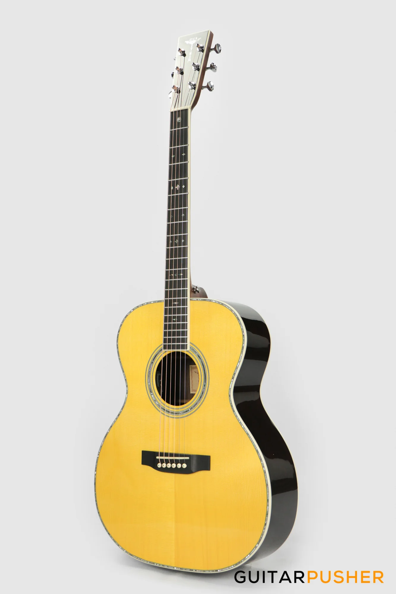 Tyma TF-28VE All-Solid Wood Sitka Spruce Top Indian Rosewood OM Acoustic-Electric Guitar with Fishman USA Elipse Matrix Pickup System & Case - Image 7