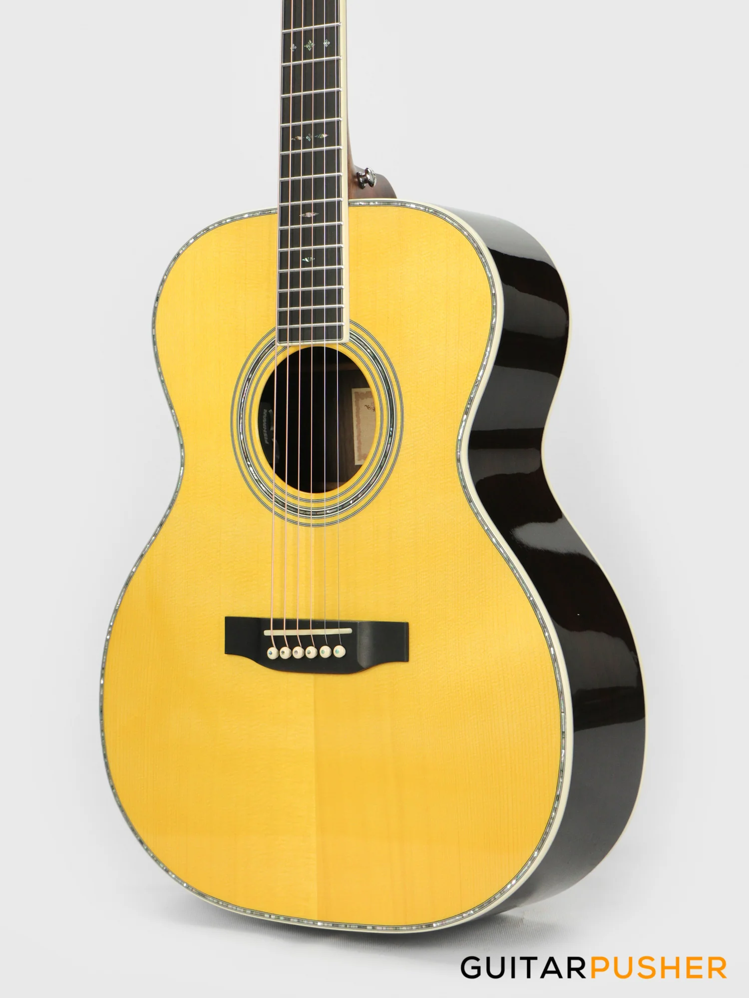 Tyma TF-28VE All-Solid Wood Sitka Spruce Top Indian Rosewood OM Acoustic-Electric Guitar with Fishman USA Elipse Matrix Pickup System & Case - Image 8