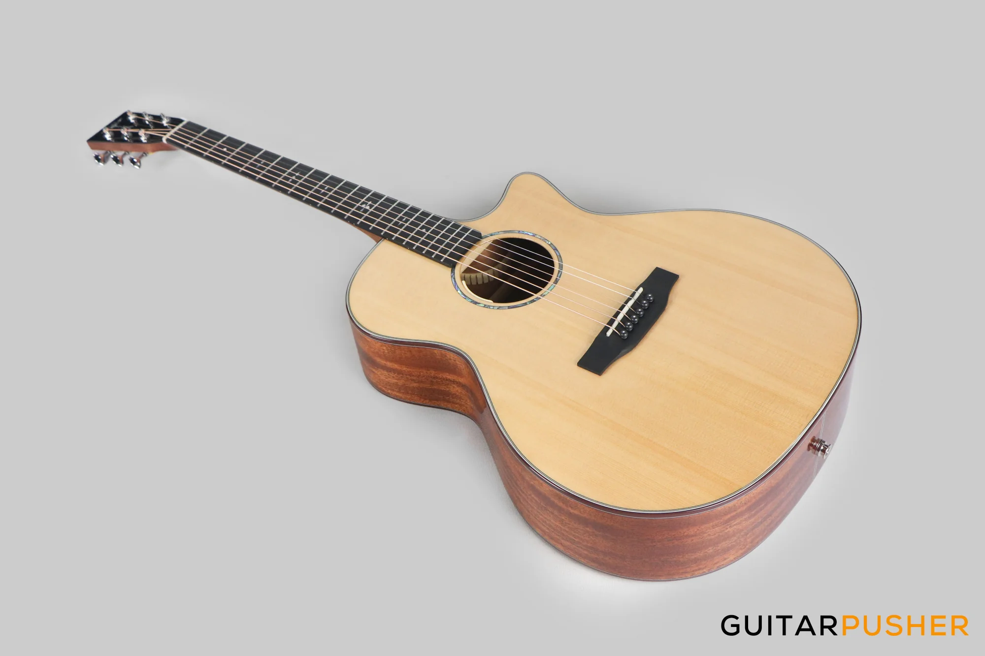 Tyma TG-10E Solid Sitka Spruce Top African Peach Core Grand Auditorium Acoustic-Electric Guitar with T200 MAX pickup - Image 7