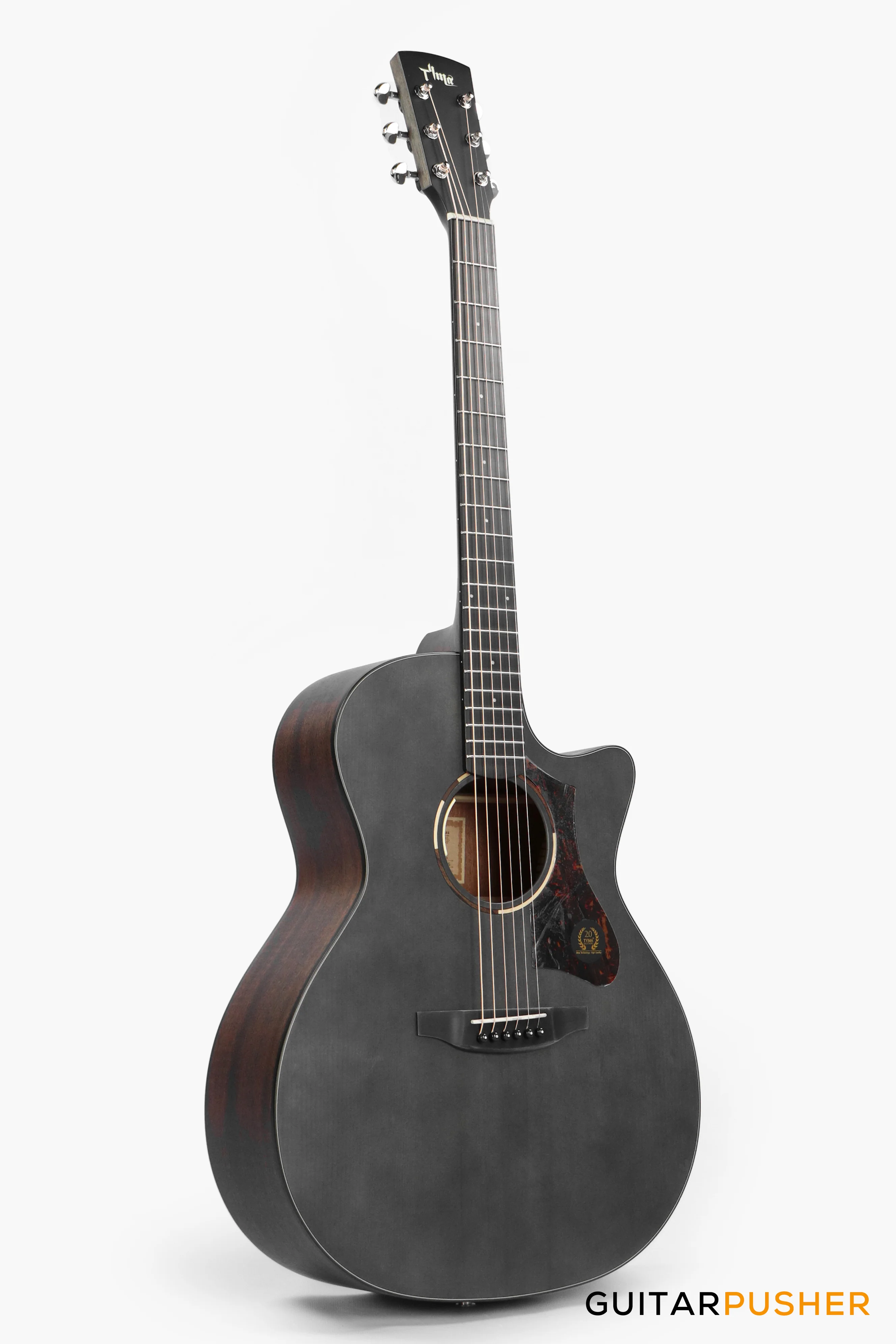 Tyma TG-2 BKS Solid Sitka Spruce Top Grand Auditorium Acoustic-Electric Guitar - (Black) with T-200 MAX preamp and Gig Bag - Image 3