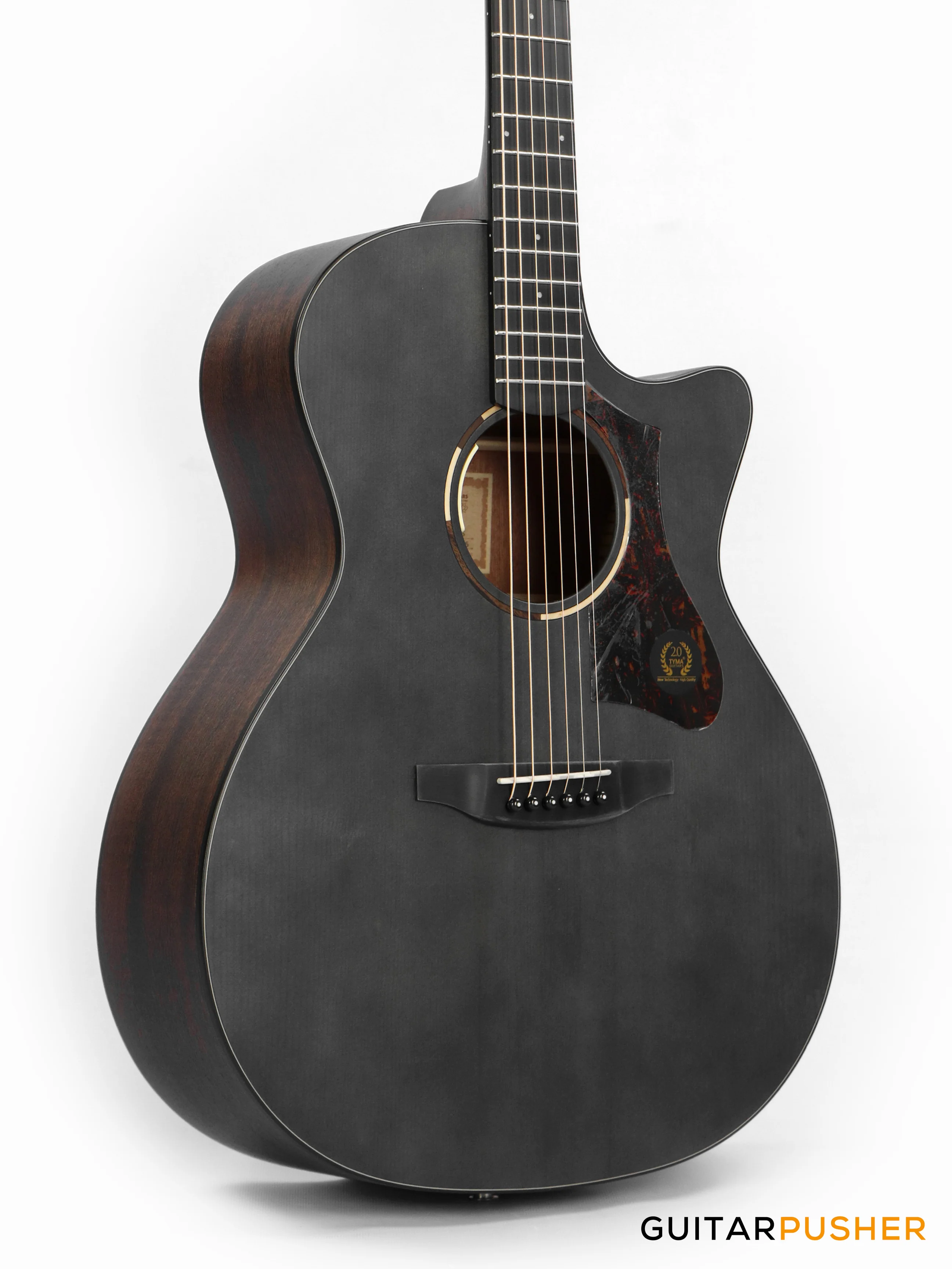 Tyma TG-2 BKS Solid Sitka Spruce Top Grand Auditorium Acoustic-Electric Guitar - (Black) with T-200 MAX preamp and Gig Bag - Image 4