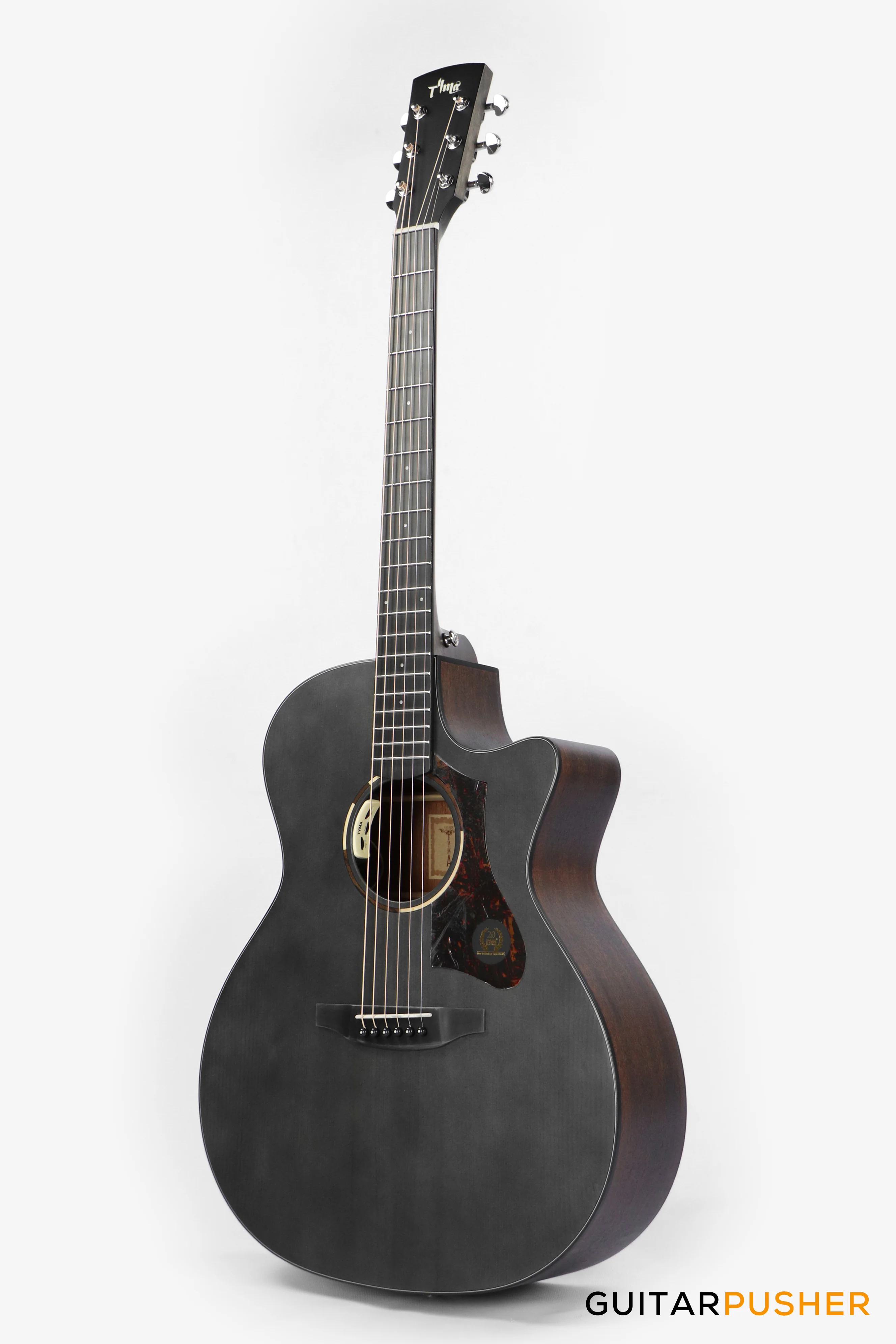 Tyma TG-2 BKS Solid Sitka Spruce Top Grand Auditorium Acoustic-Electric Guitar - (Black) with T-200 MAX preamp and Gig Bag - Image 7