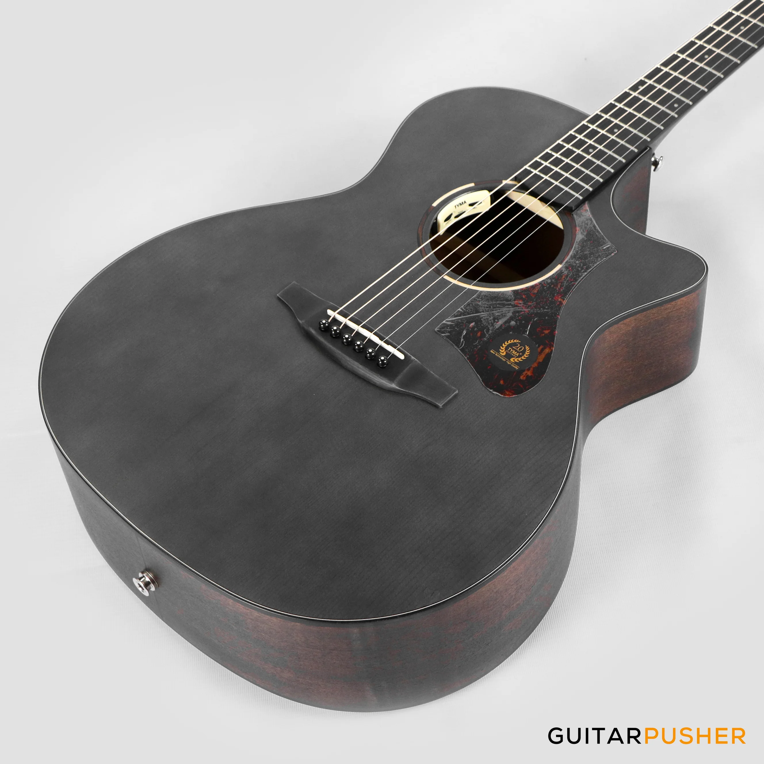 Tyma TG-2 BKS Solid Sitka Spruce Top Grand Auditorium Acoustic-Electric Guitar - (Black) with T-200 MAX preamp and Gig Bag - Image 9