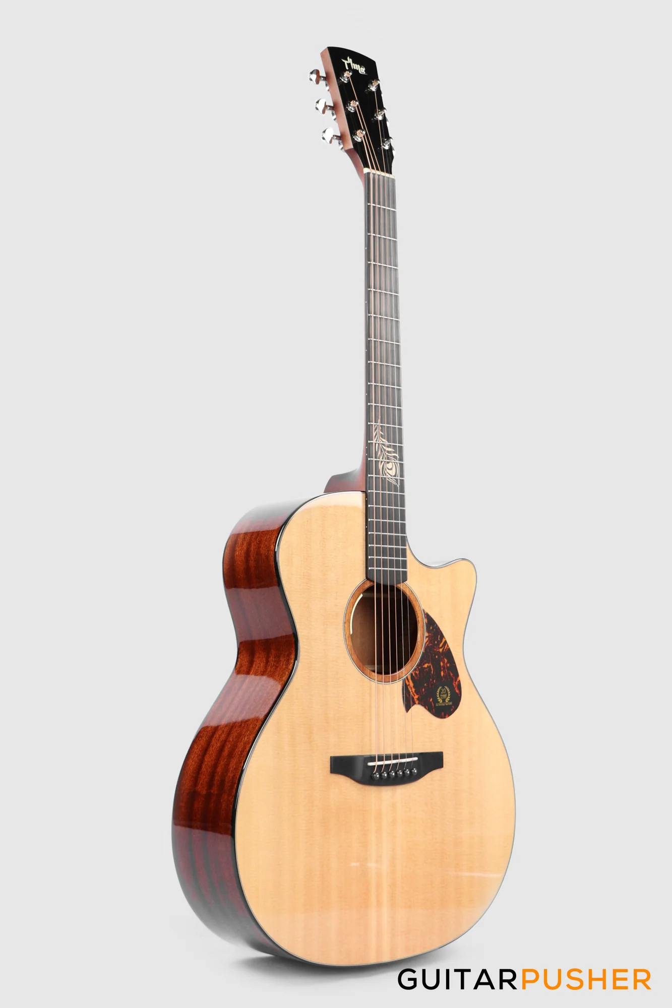 Tyma TG-5E PRO Solid Sitka Spruce Top Sapele Grand Auditorium Acoustic-Electric Guitar with T200 MAX preamp - Image 3