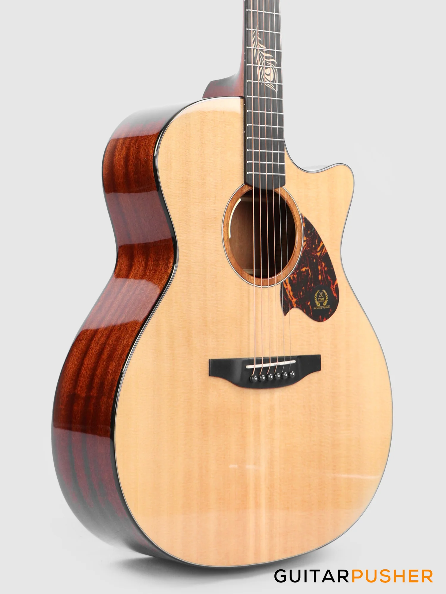 Tyma TG-5E PRO Solid Sitka Spruce Top Sapele Grand Auditorium Acoustic-Electric Guitar with T200 MAX preamp - Image 4