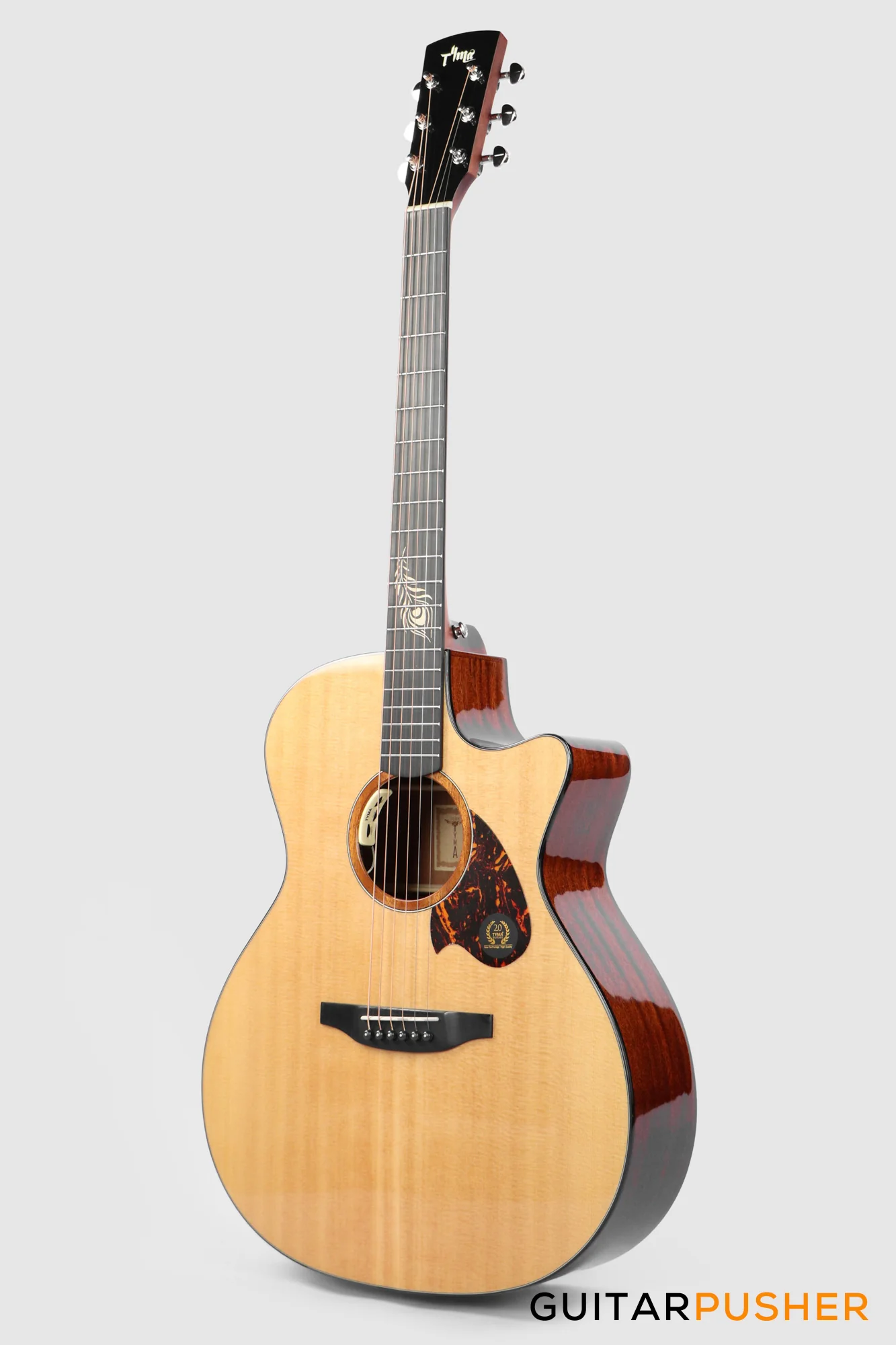 Tyma TG-5E PRO Solid Sitka Spruce Top Sapele Grand Auditorium Acoustic-Electric Guitar with T200 MAX preamp - Image 7