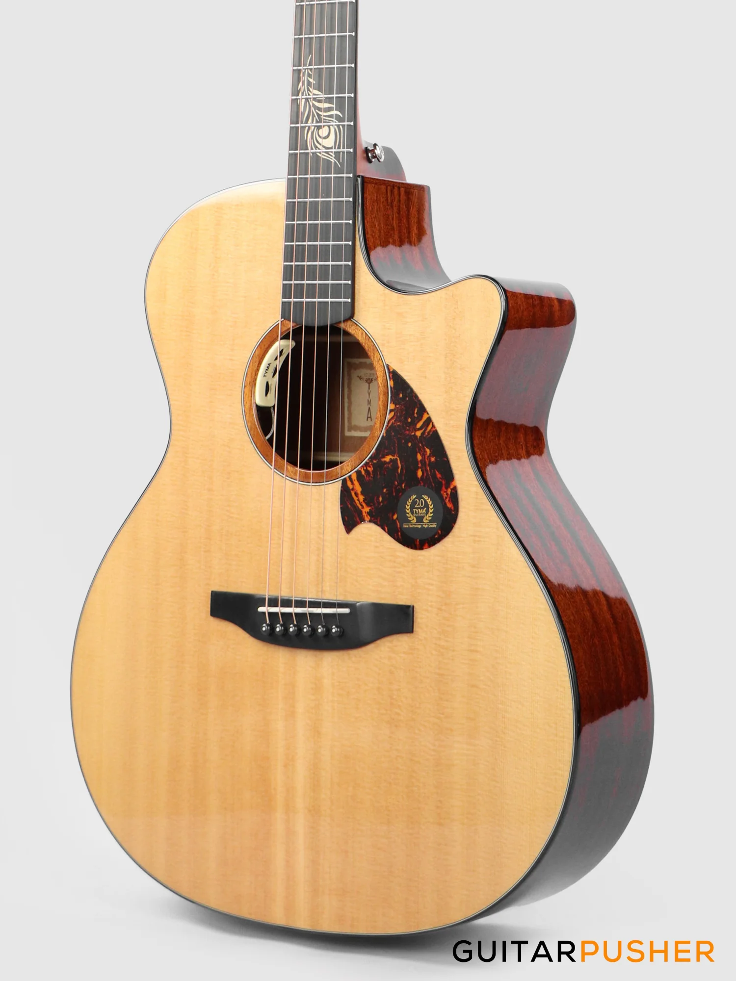 Tyma TG-5E PRO Solid Sitka Spruce Top Sapele Grand Auditorium Acoustic-Electric Guitar with T200 MAX preamp - Image 8