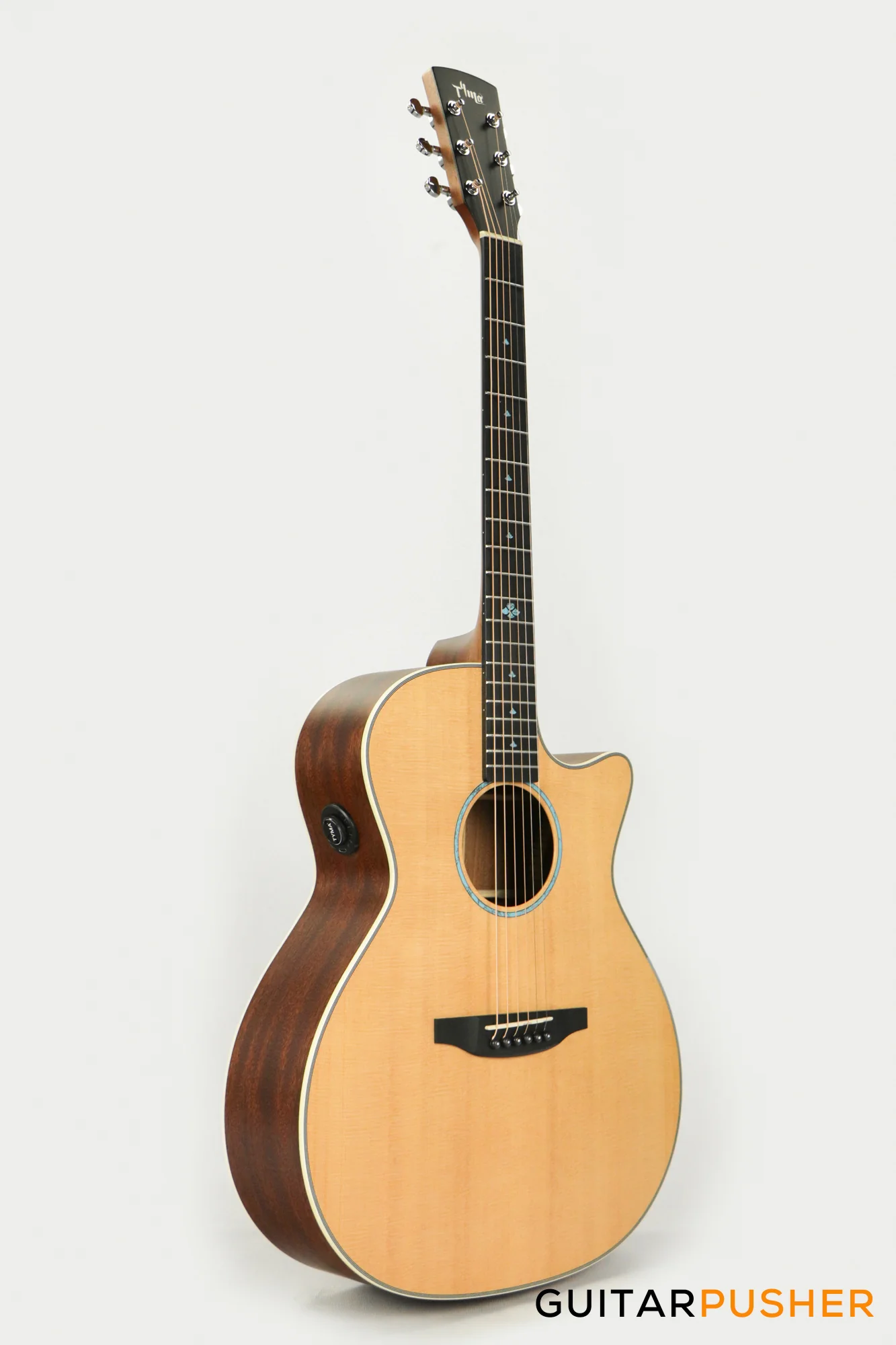 Tyma TG-5E Solid Sitka Spruce Top Mahogany Auditorium Acoustic-Electric Guitar with OS1 Pickup - Image 4