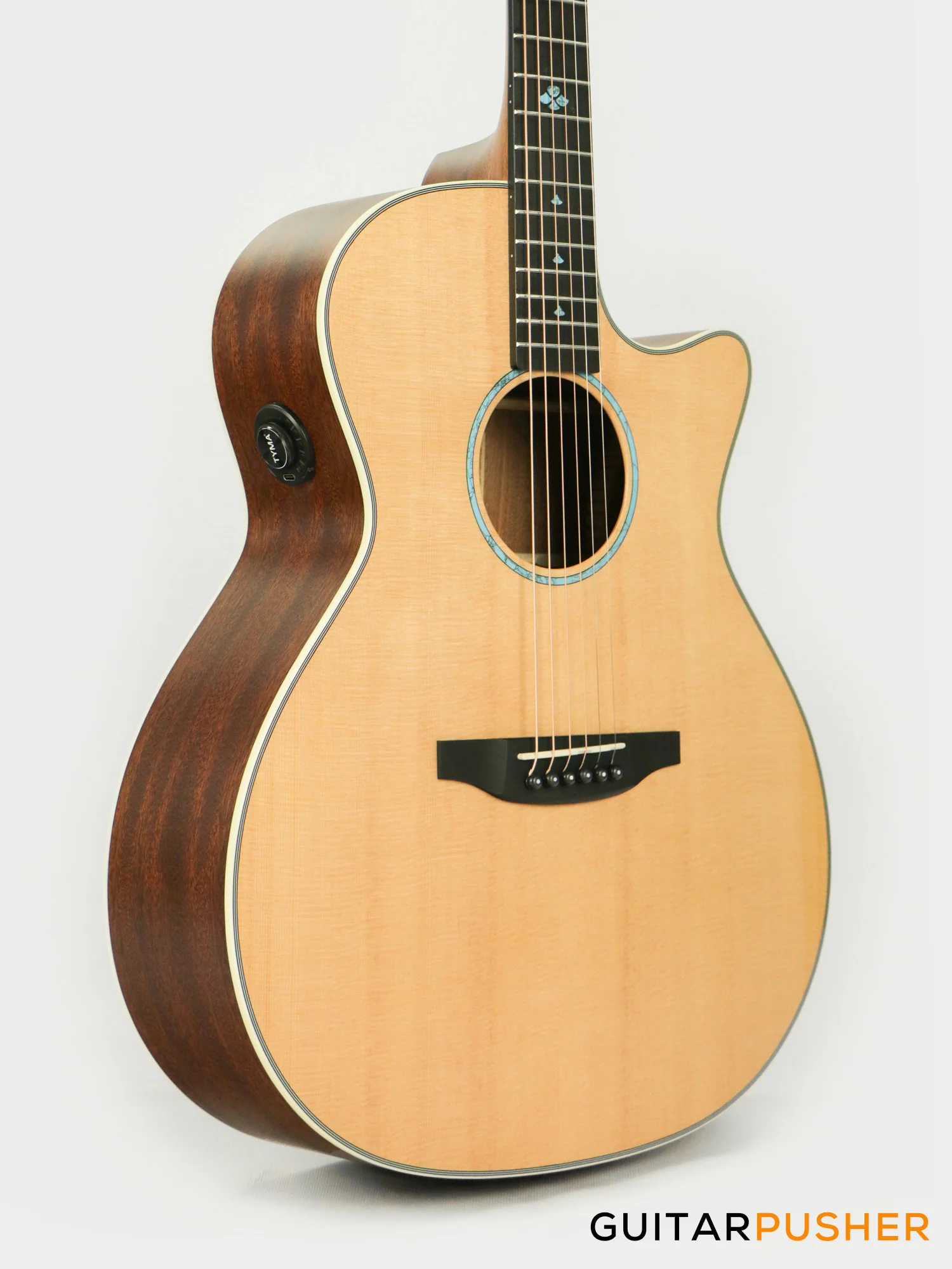 Tyma TG-5E Solid Sitka Spruce Top Mahogany Auditorium Acoustic-Electric Guitar with OS1 Pickup - Image 5