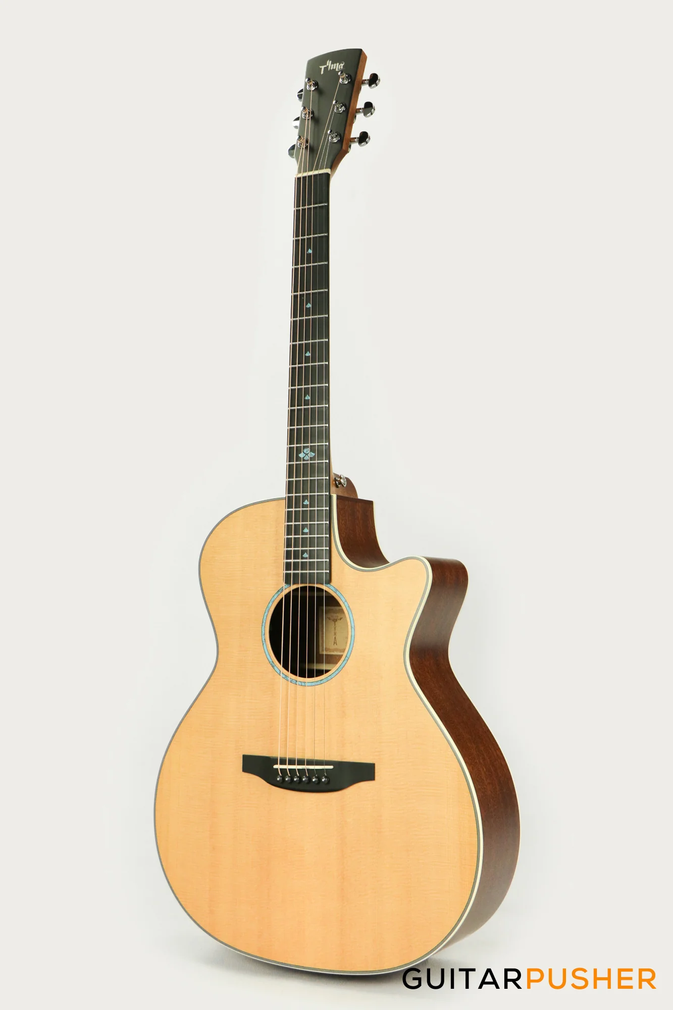 Tyma TG-5E Solid Sitka Spruce Top Mahogany Auditorium Acoustic-Electric Guitar with OS1 Pickup - Image 8