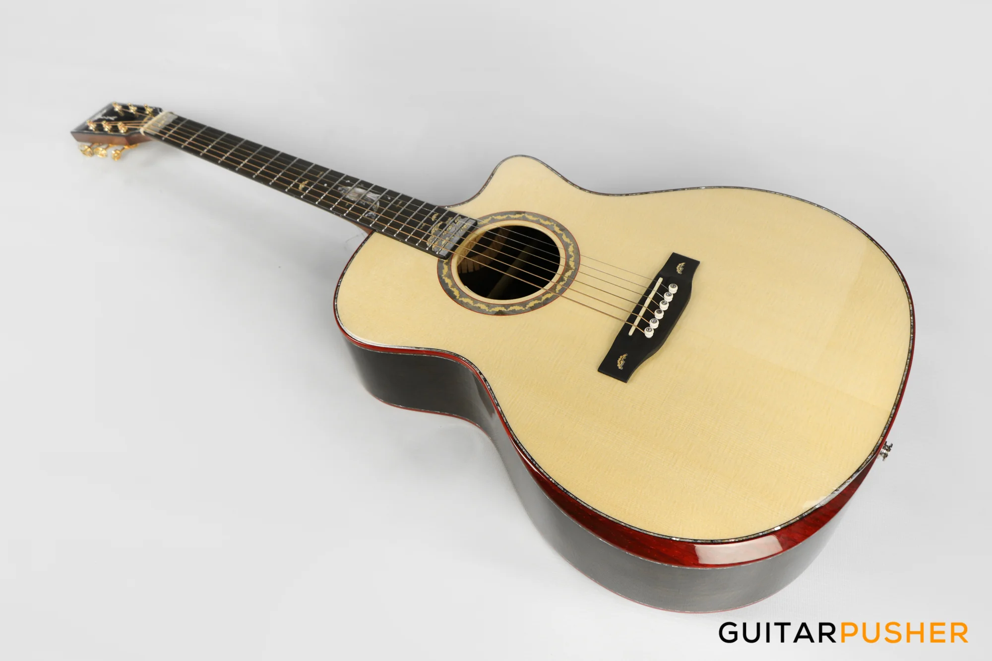 Tyma V-40E All-Solid Wood European Spruce Top Indian Rosewood Grand Auditorium Acoustic-Electric Guitar with T-200 preamp - Image 10