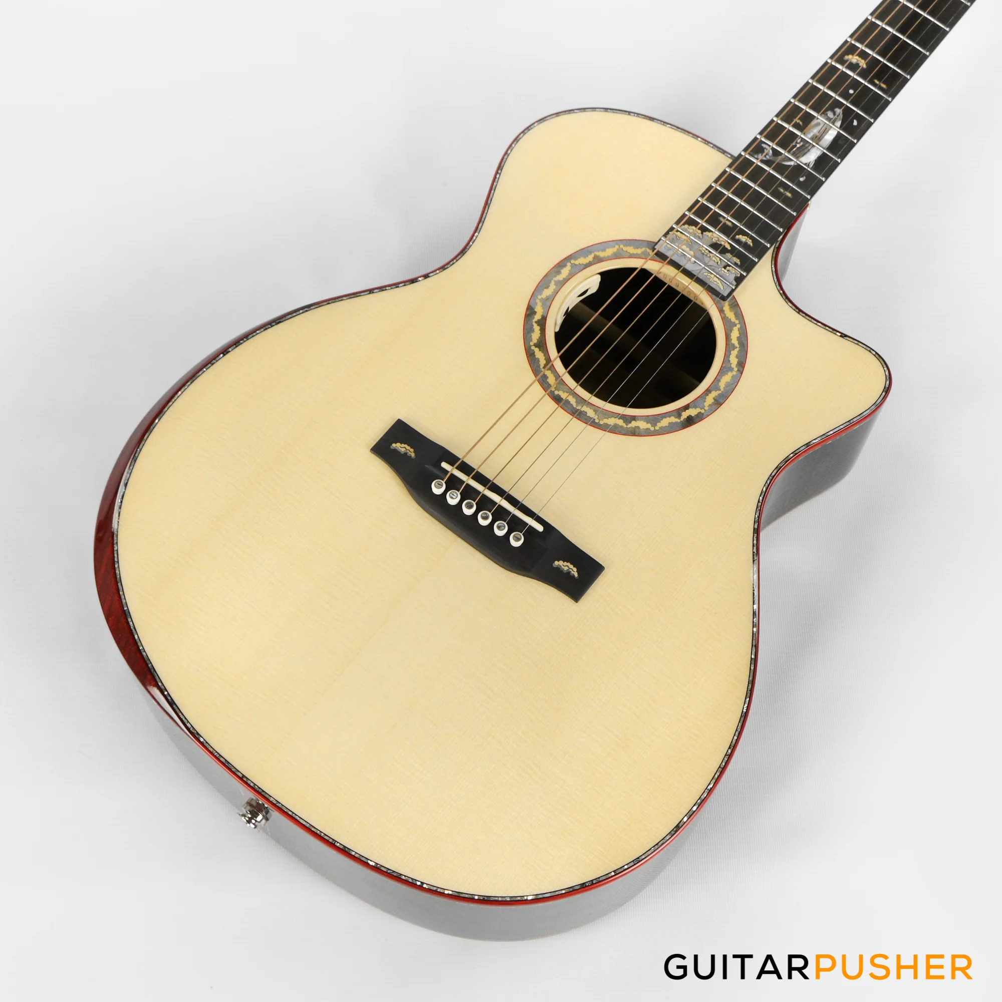 Tyma V-40E All-Solid Wood European Spruce Top Indian Rosewood Grand Auditorium Acoustic-Electric Guitar with T-200 preamp - Image 11