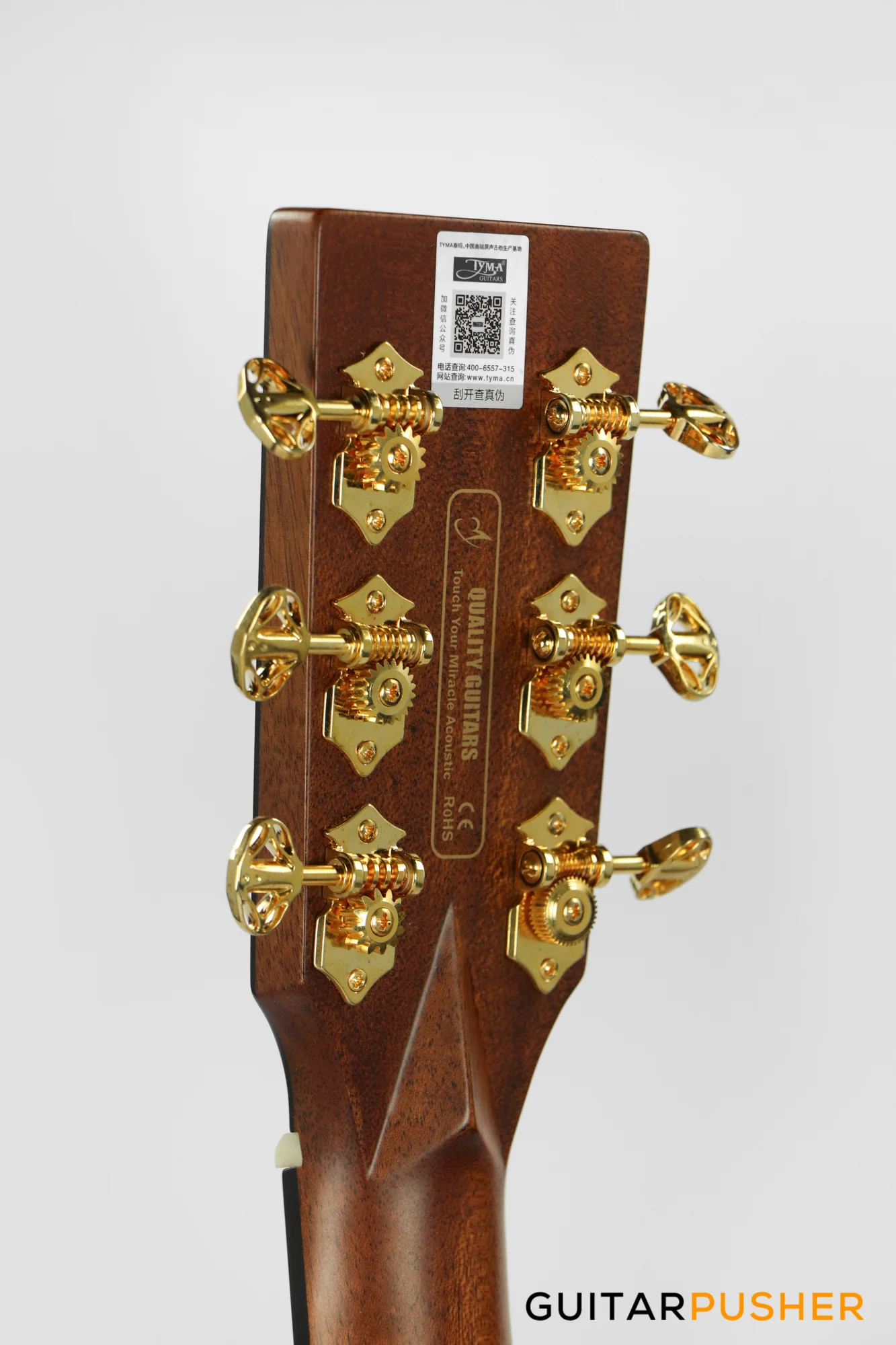 Tyma V-40E All-Solid Wood European Spruce Top Indian Rosewood Grand Auditorium Acoustic-Electric Guitar with T-200 preamp - Image 7