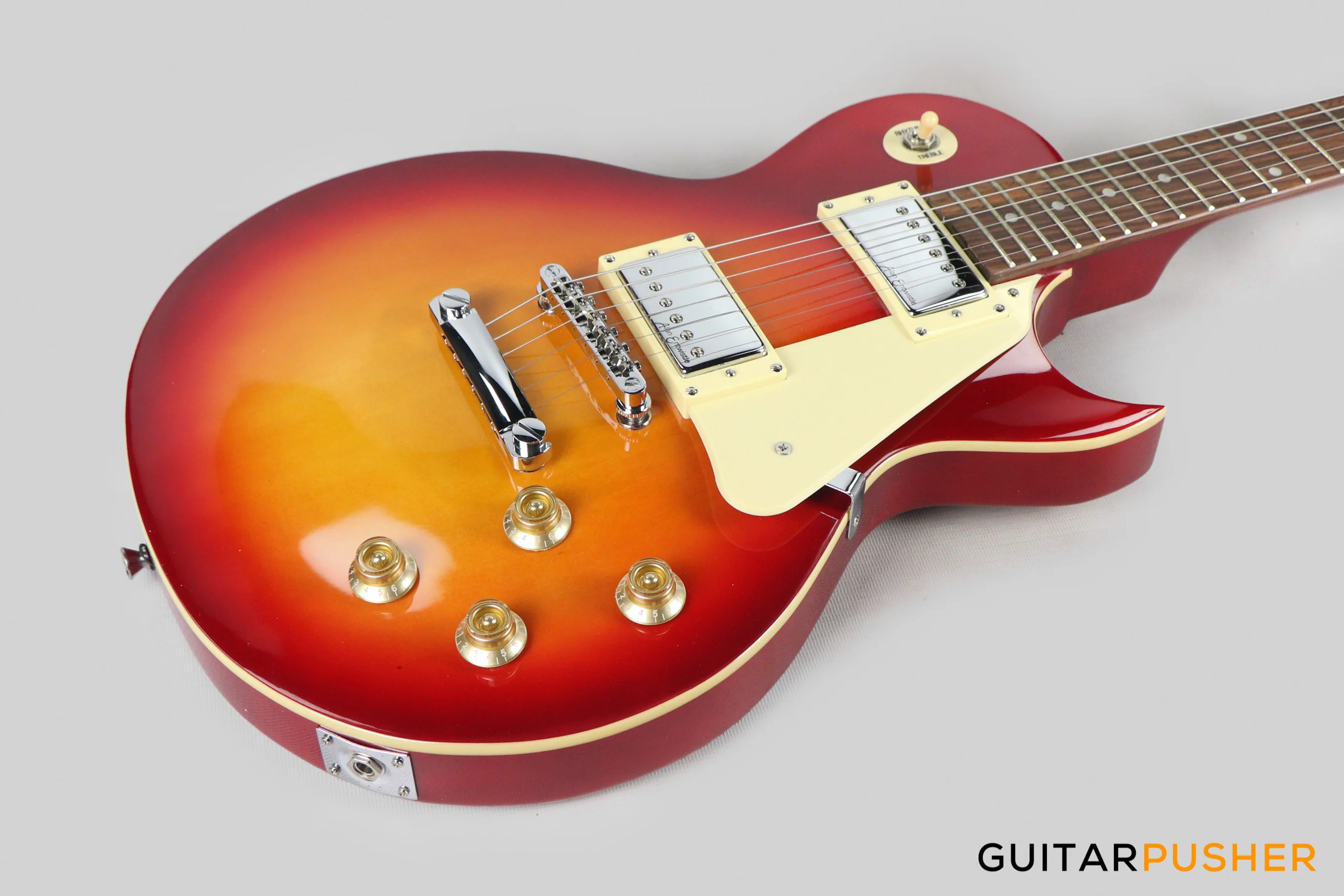 Vintage Coaster Series V10 Singlecut Electric Guitar w/ Kinsman 10-Watt Amplifier, Gig Bag, & Accessories - Cherry Sunburst - Image 10