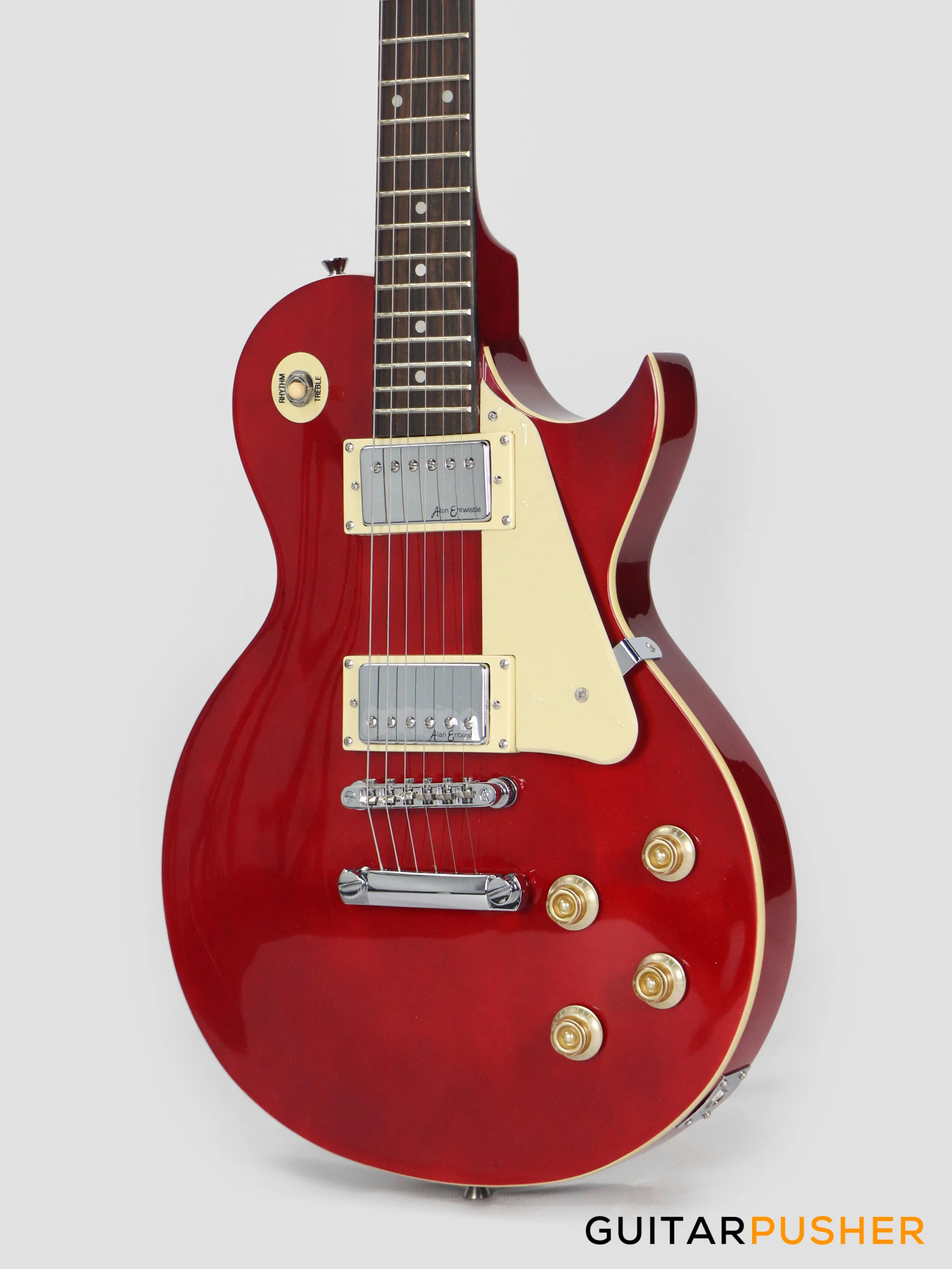 Vintage Coaster Series V10 Singlecut Electric Guitar w/ Kinsman 10-Watt Amplifier, Gig Bag, & Accessories - Wine Red - Image 5