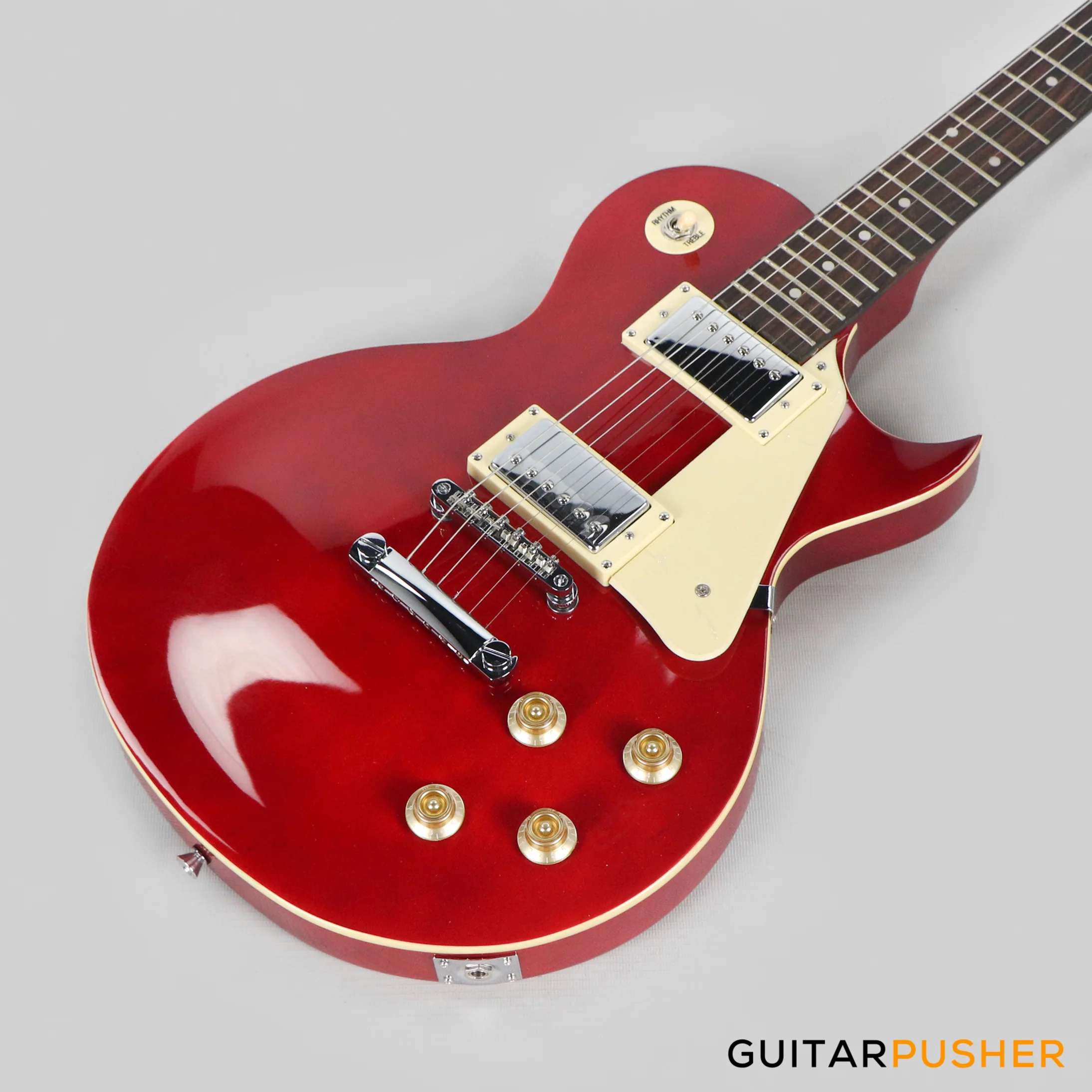 Vintage Coaster Series V10 Singlecut Electric Guitar w/ Kinsman 10-Watt Amplifier, Gig Bag, & Accessories - Wine Red - Image 7