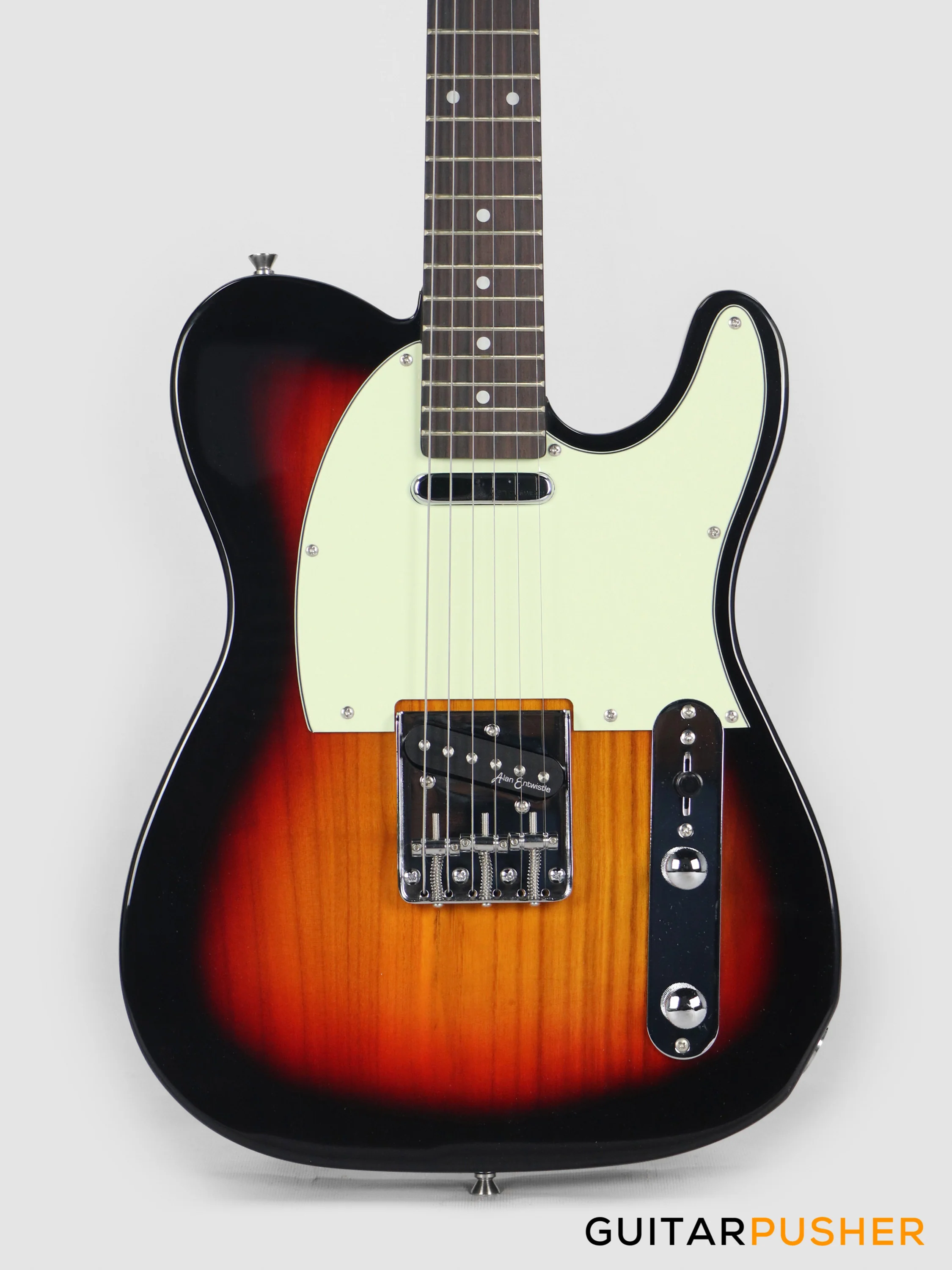 Vintage Coaster Series V20 T-Style Electric Guitar w/ Kinsman 10-Watt Amplifier, Gig Bag, & Accessories - 3-Tone Sunburst - Image 3