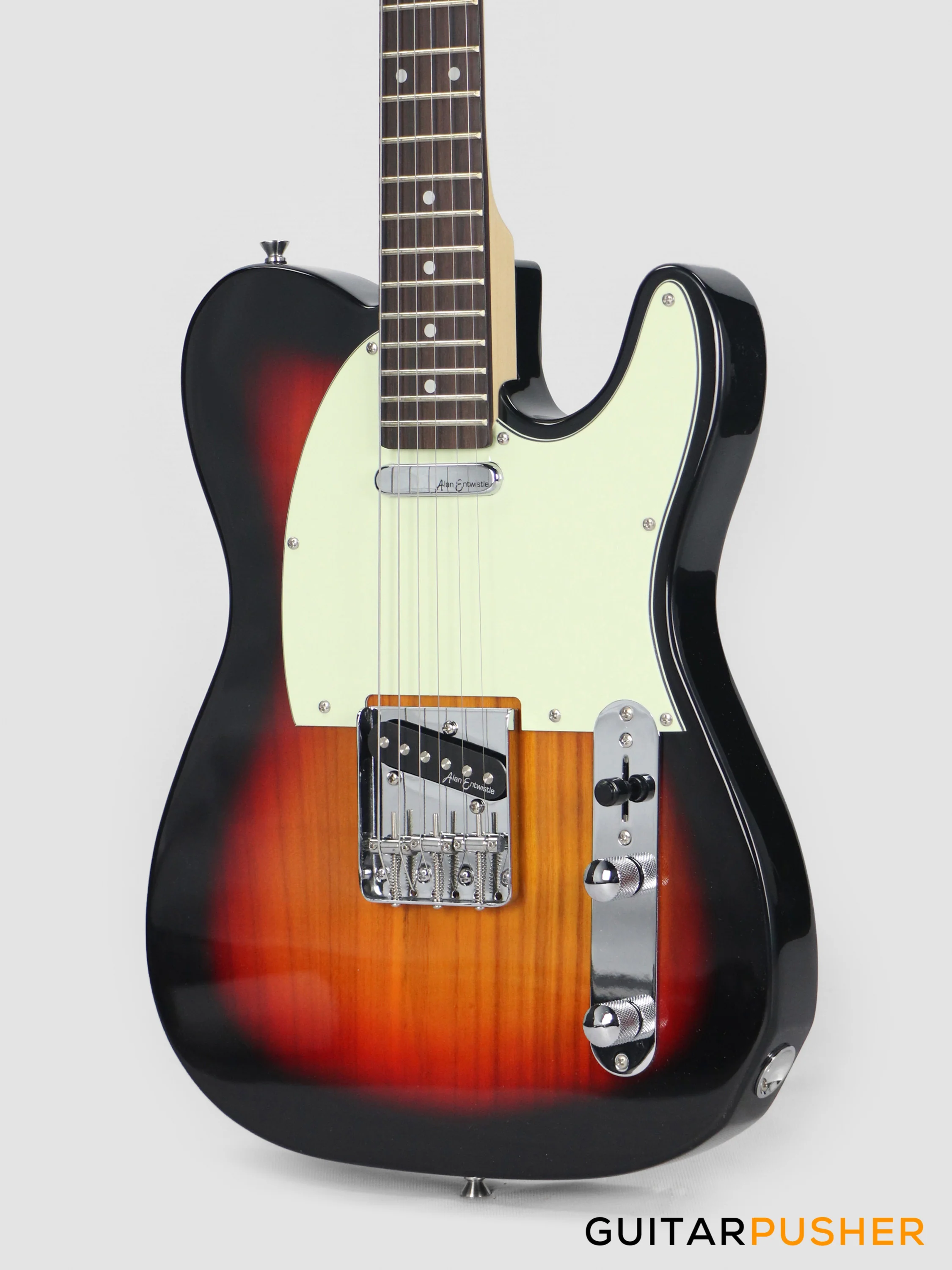 Vintage Coaster Series V20 T-Style Electric Guitar w/ Kinsman 10-Watt Amplifier, Gig Bag, & Accessories - 3-Tone Sunburst - Image 9