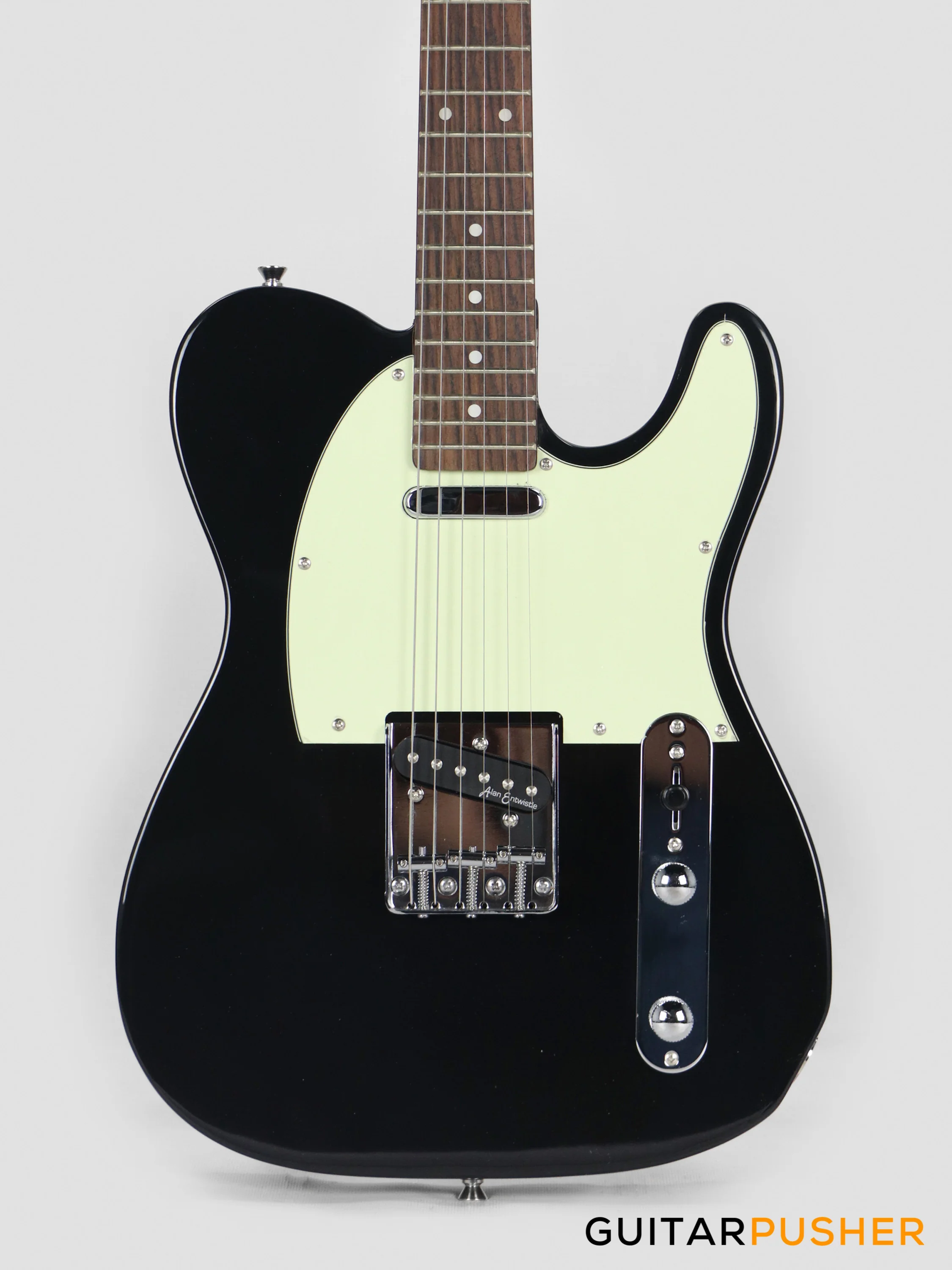 Vintage Coaster Series V20 T-Style Electric Guitar w/ Kinsman 10-Watt Amplifier, Gig Bag, & Accessories - Boulevard Black - Image 3
