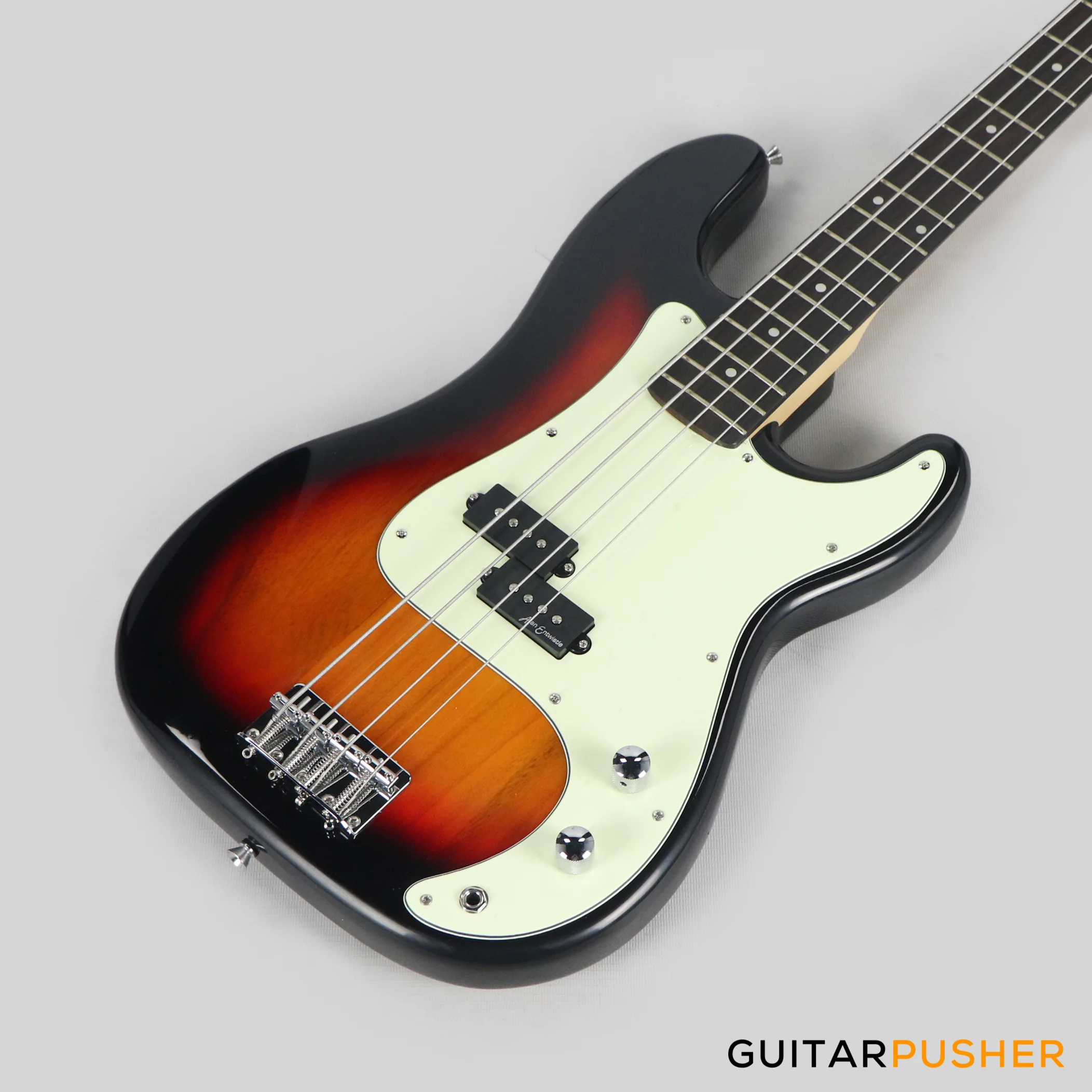 Vintage Coaster Series V40 4-String PB Bass w/ Kinsman 10-Watt Bass Amplifier, Gig Bag, & Accessories - 3-Tone Sunburst - Image 11