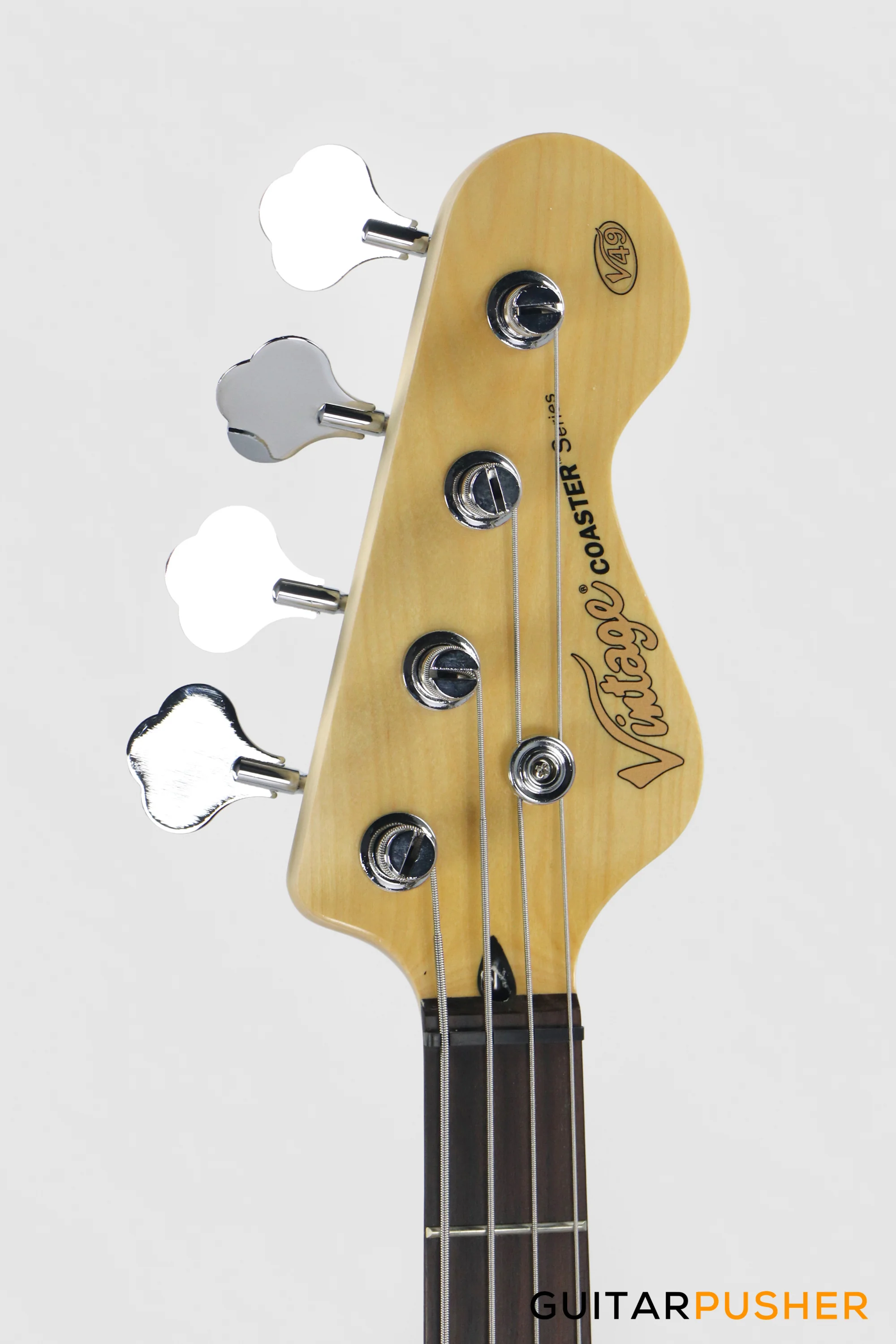 Vintage Coaster Series V49 4-String JB Bass w/ Kinsman 10-Watt Bass Amplifier, Gig Bag, & Accessories - 3-Tone Sunburst - Image 6