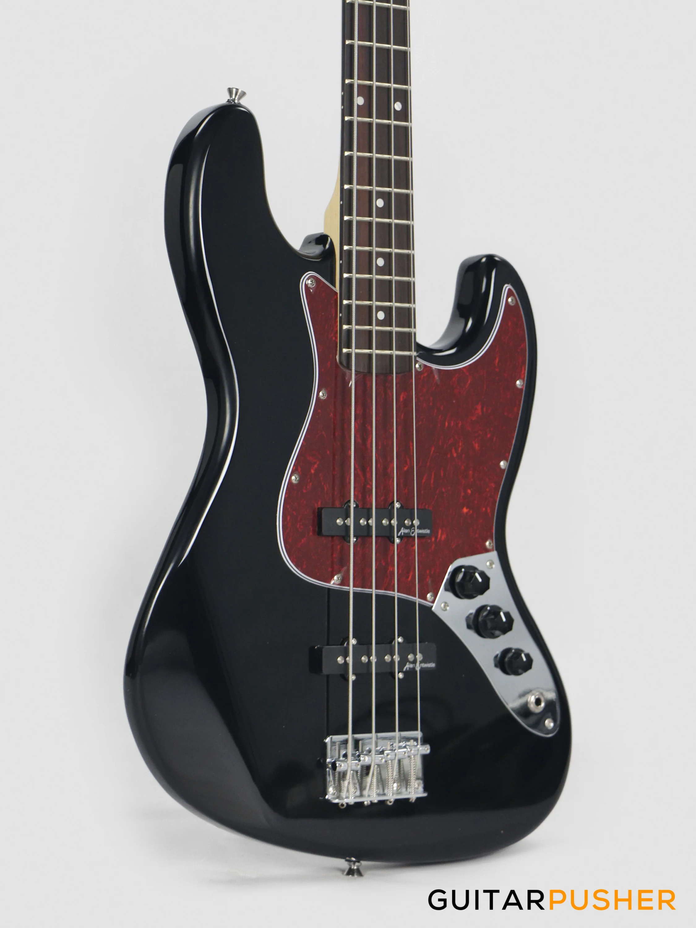 Vintage Coaster Series V49 4-String JB Bass w/ Kinsman 10-Watt Bass Amplifier, Gig Bag, & Accessories - Boulevard Black - Image 5