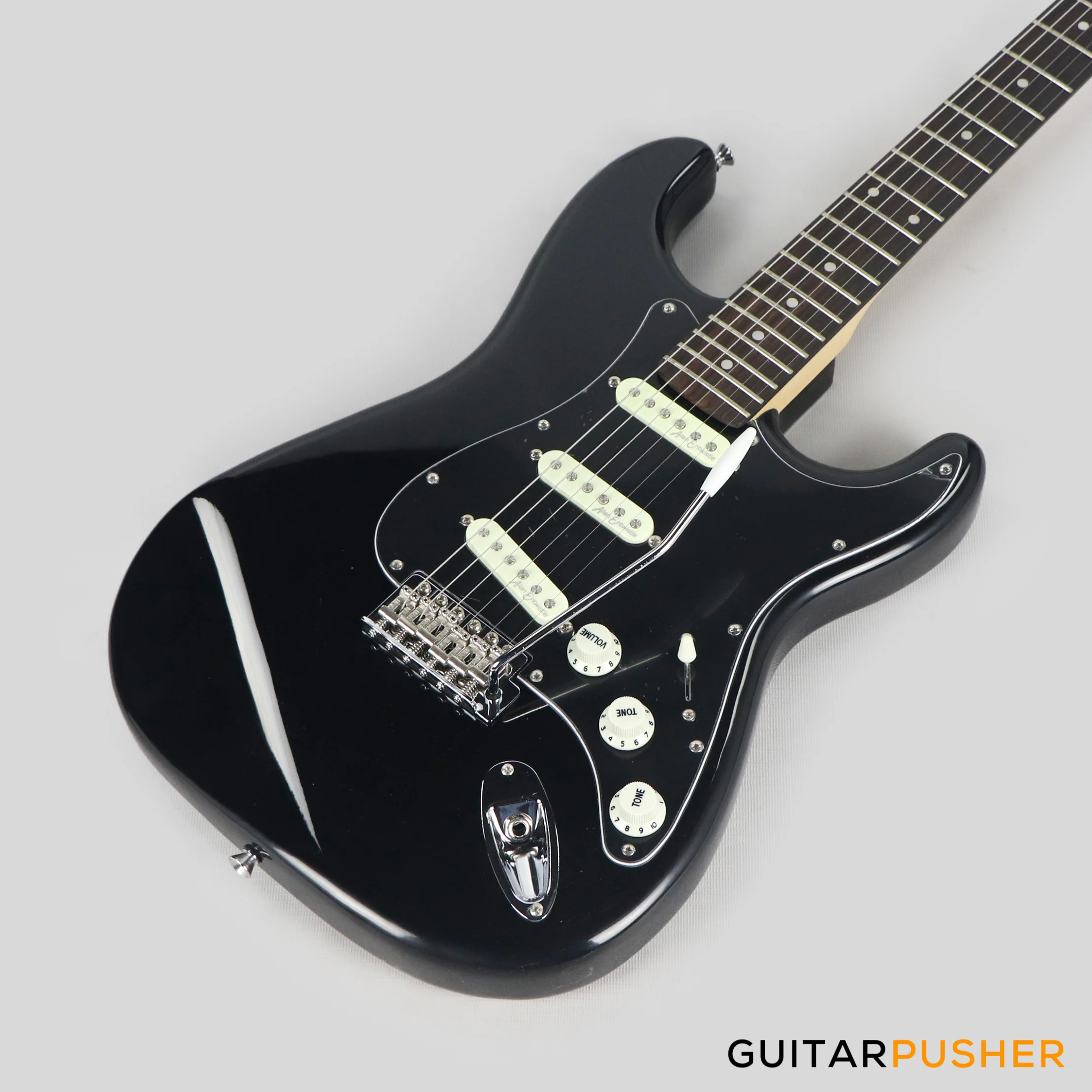 Vintage Coaster Series V60 S-Style Electric Guitar w/ Kinsman 10-Watt Amplifier, Gig Bag, & Accessories - Boulevard Black - Image 11