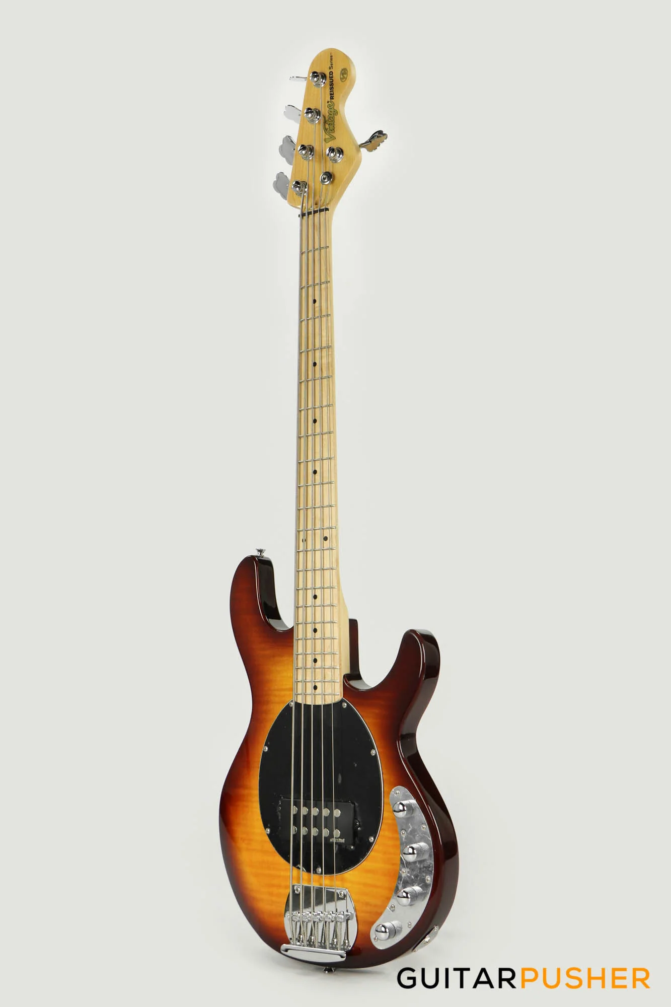 Vintage Reissued V96 5-String Active Bass - Flamed Tobacco Sunburst - Image 12