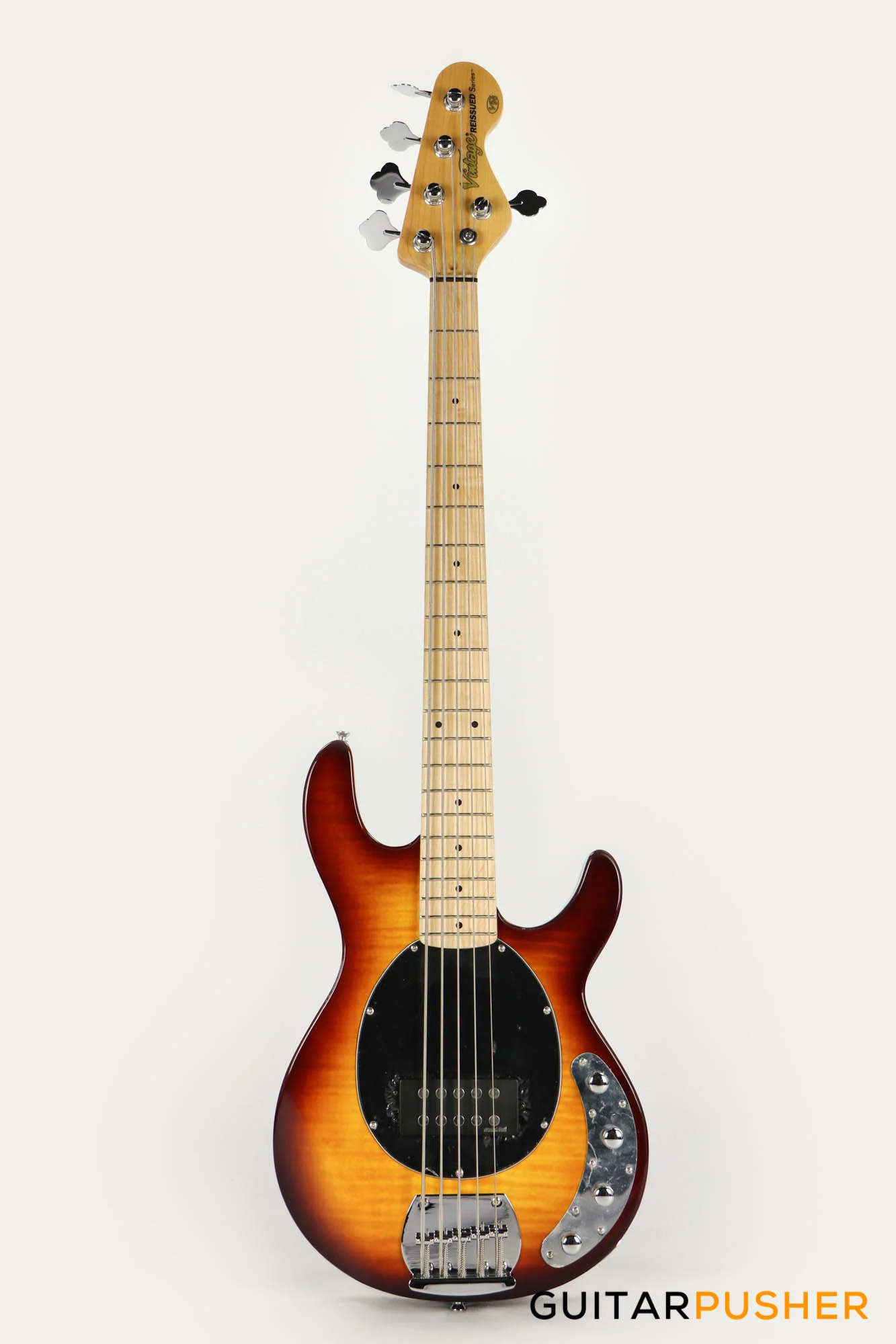 Vintage Reissued V96 5-String Active Bass - Flamed Tobacco Sunburst - Image 2