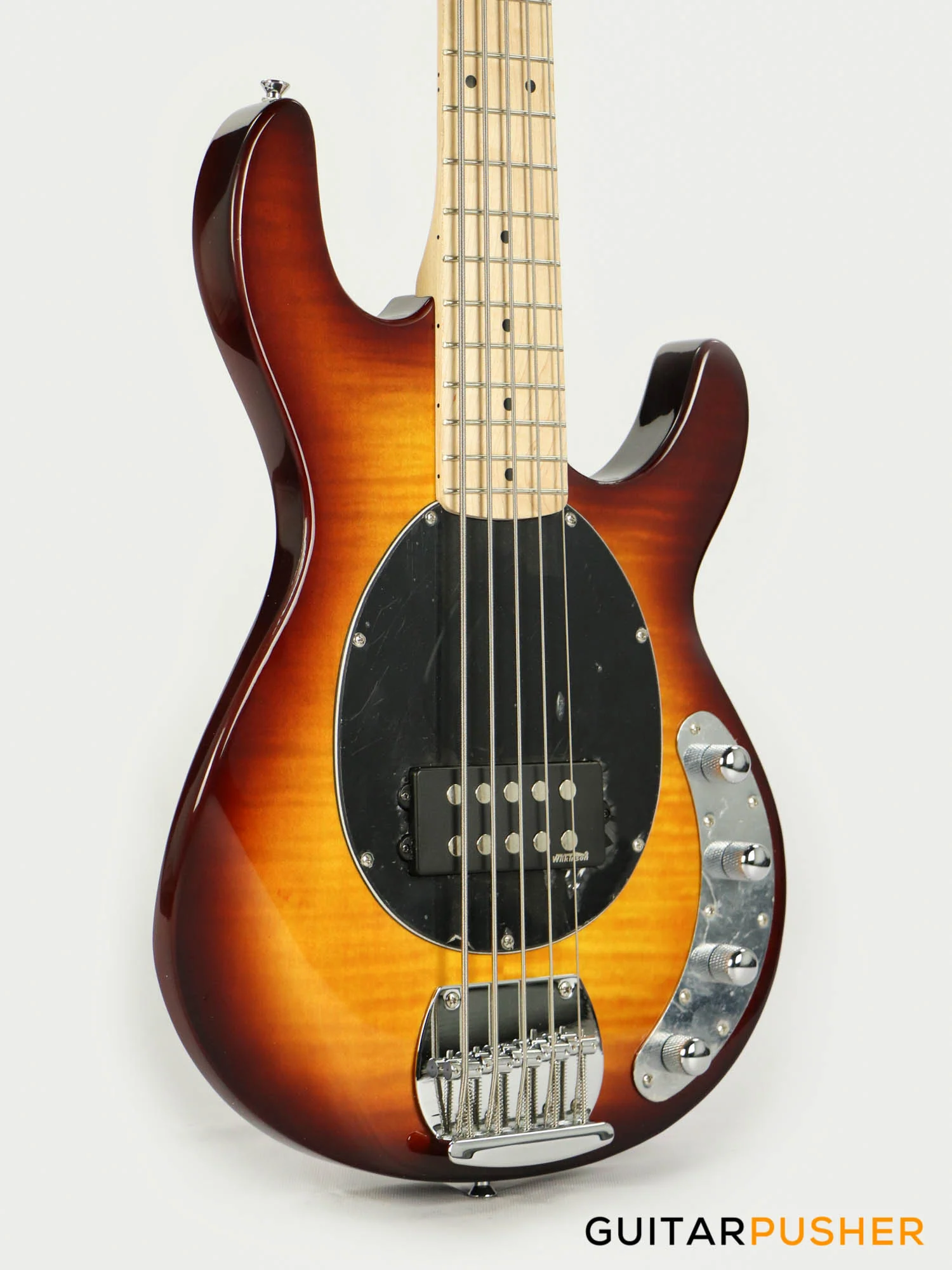 Vintage Reissued V96 5-String Active Bass - Flamed Tobacco Sunburst - Image 9
