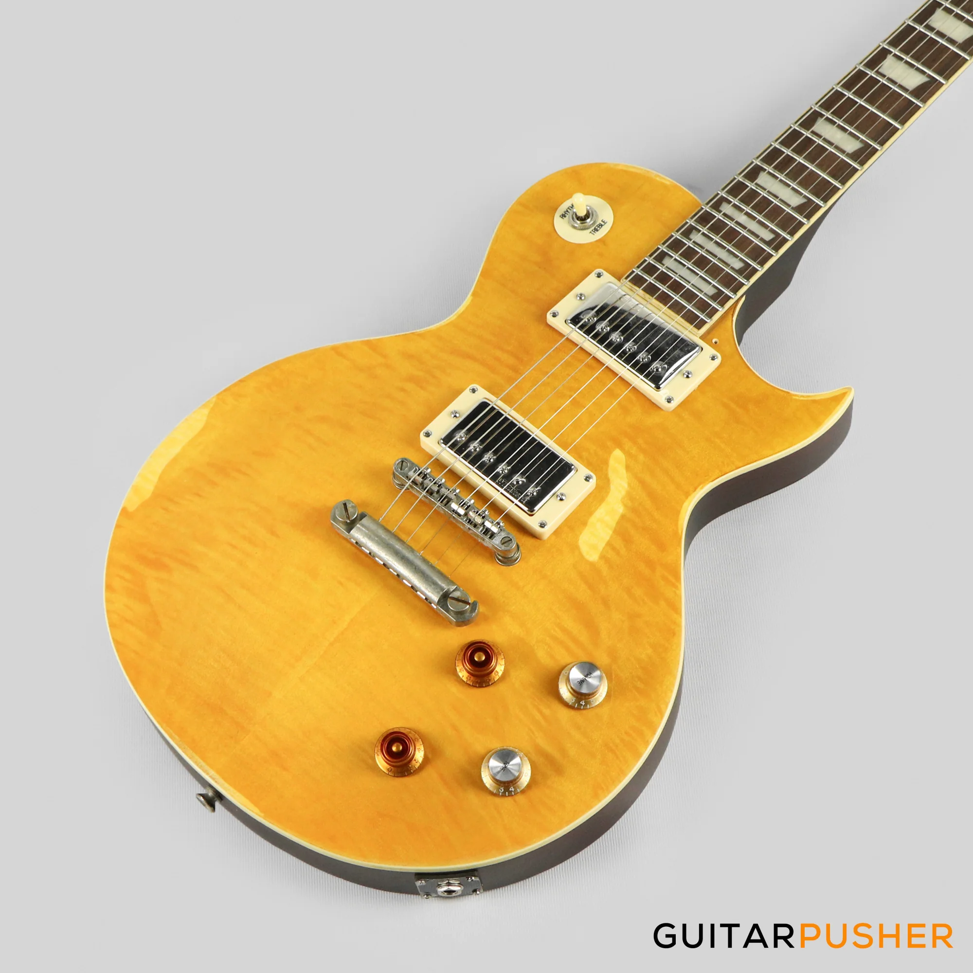 Vintage V100 Icon Reissue Electric Guitar - Distressed Lemon Drop - Image 10
