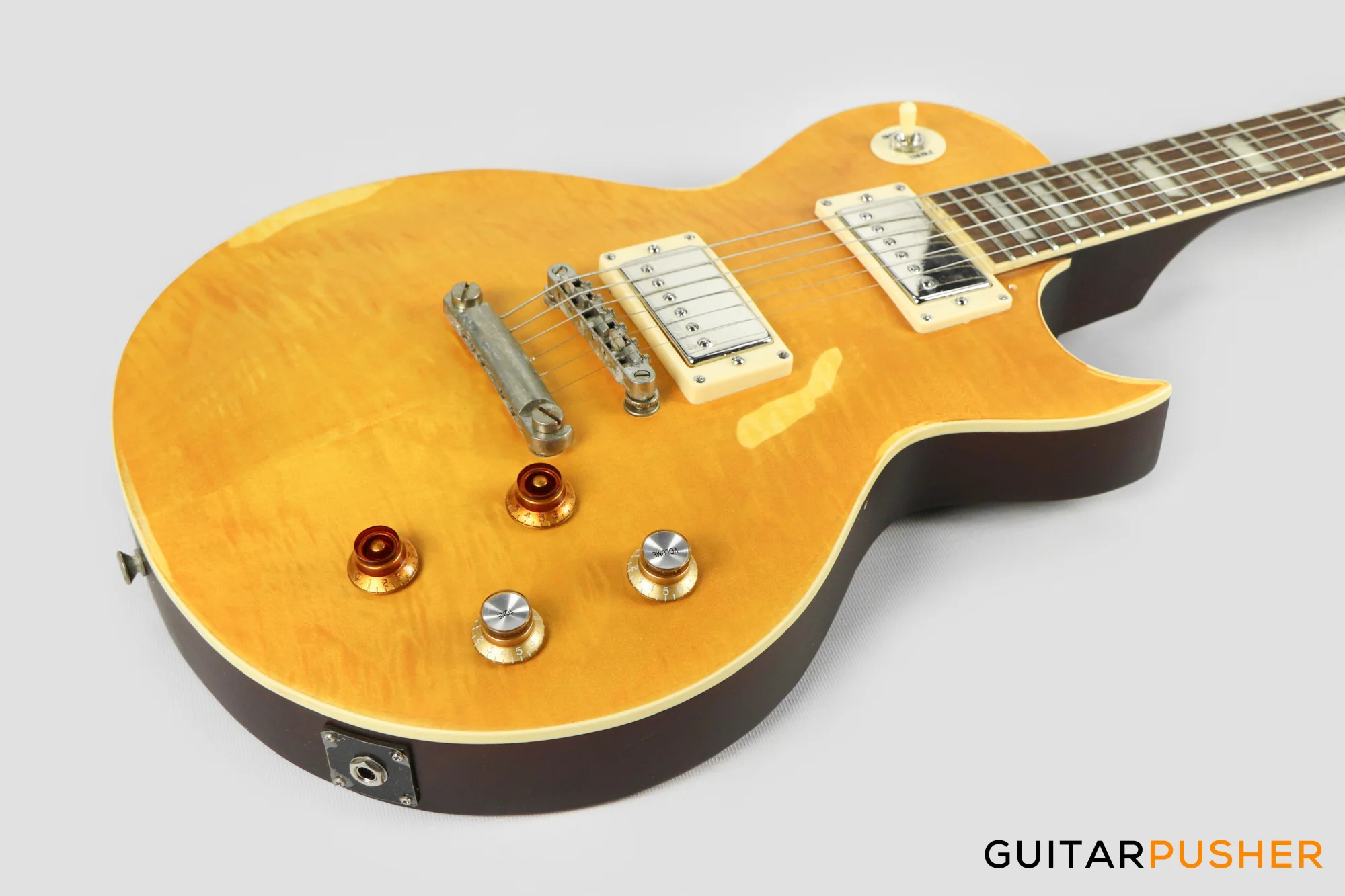 Vintage V100 Icon Reissue Electric Guitar - Distressed Lemon Drop - Image 11