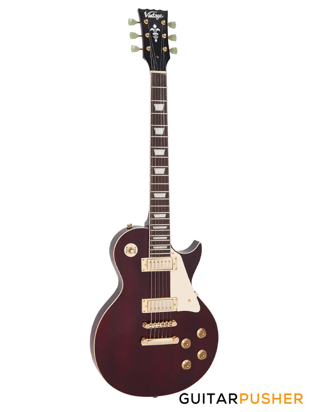 Vintage V100 Reissue Electric Guitar - Wine Red - Image 2