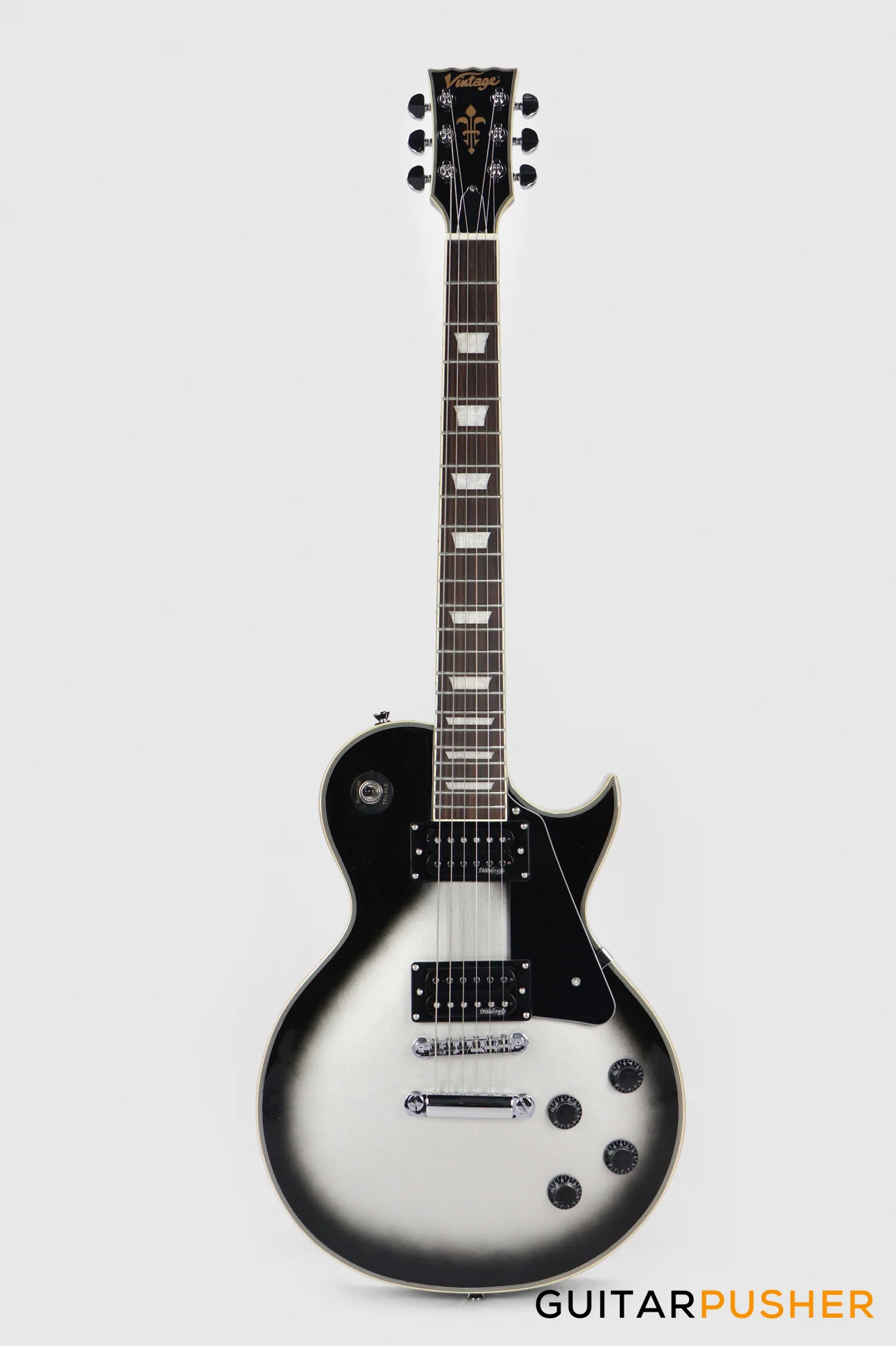 Vintage V100 Reissued Singlecut Electric Guitar - Silverburst - Image 2
