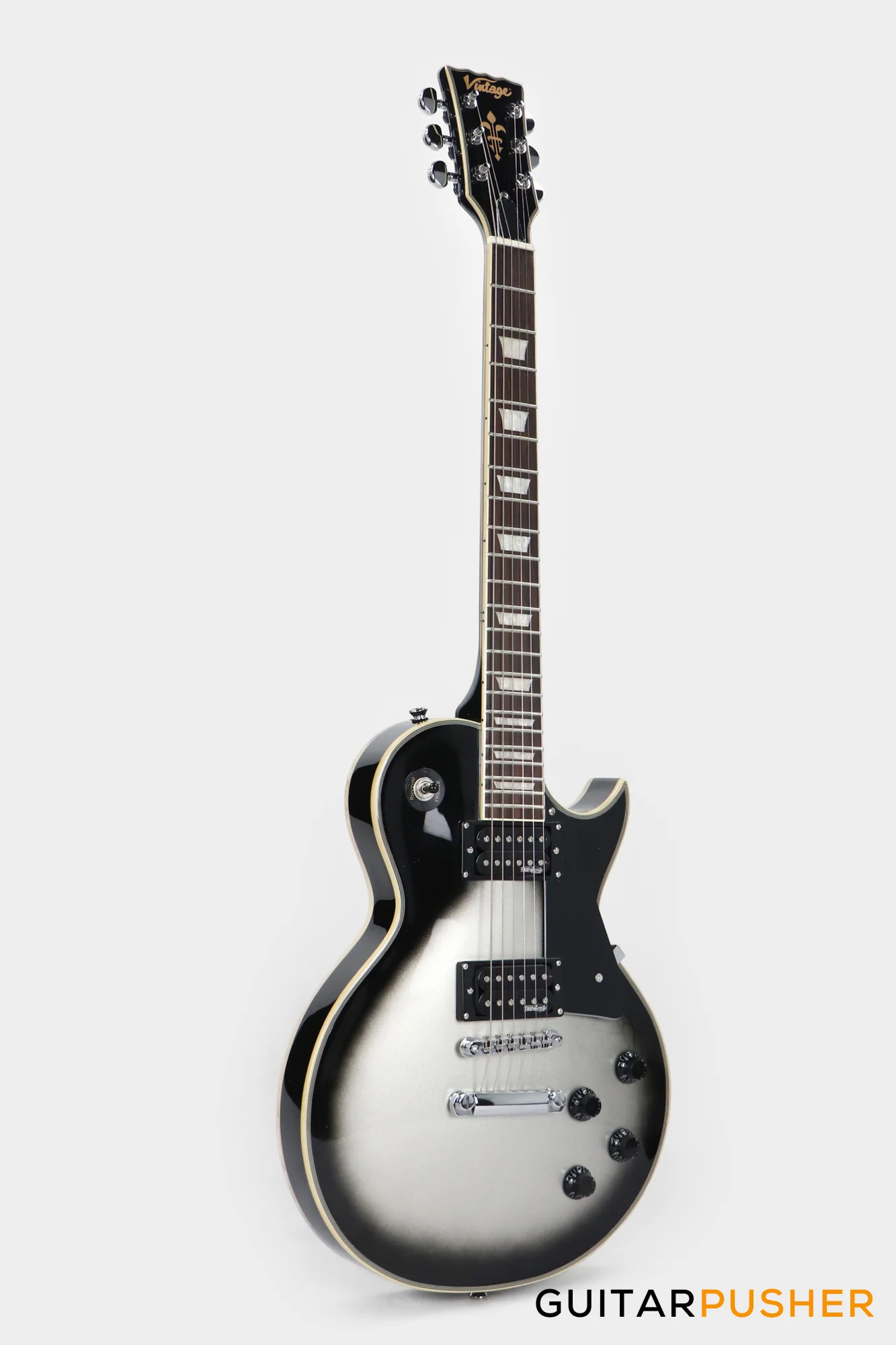 Vintage V100 Reissued Singlecut Electric Guitar - Silverburst - Image 3