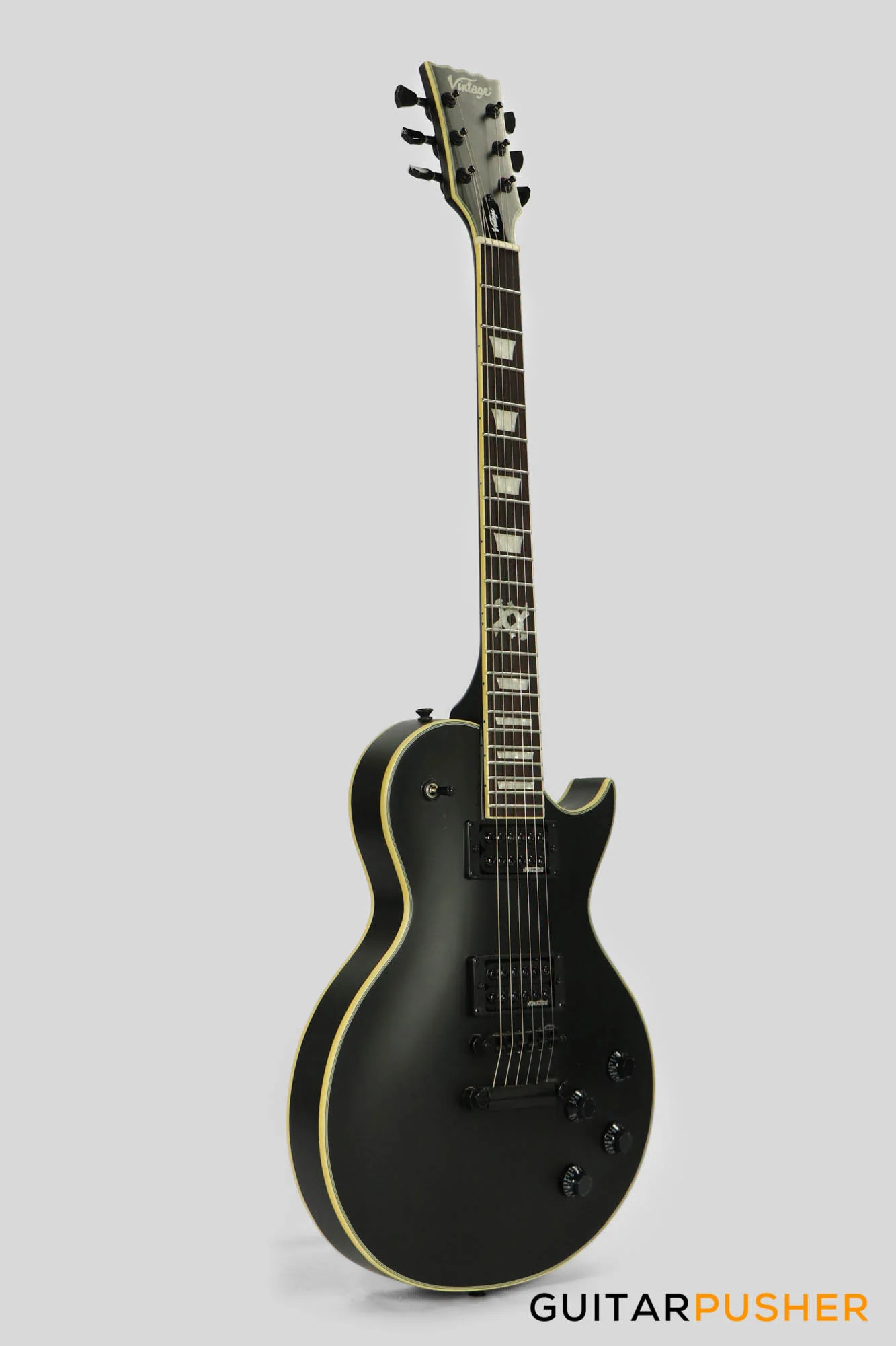 Vintage V100 VMX Series Electric Guitar (Satin Black) - Image 3