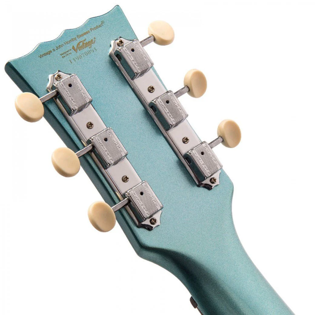 Vintage V120 Reissue Electric Guitar - Gun Hill Blue - Image 5