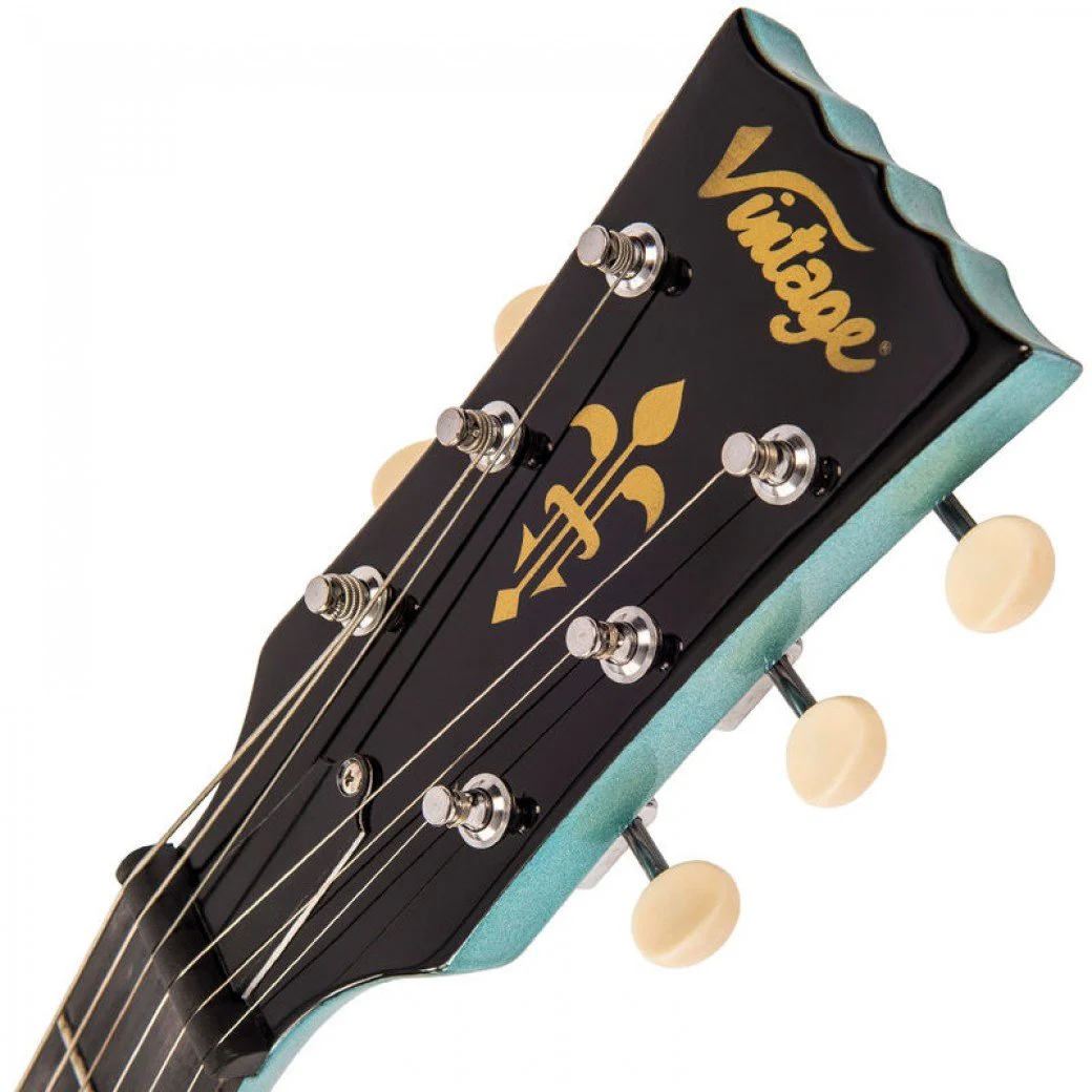 Vintage V120 Reissue Electric Guitar - Gun Hill Blue - Image 9