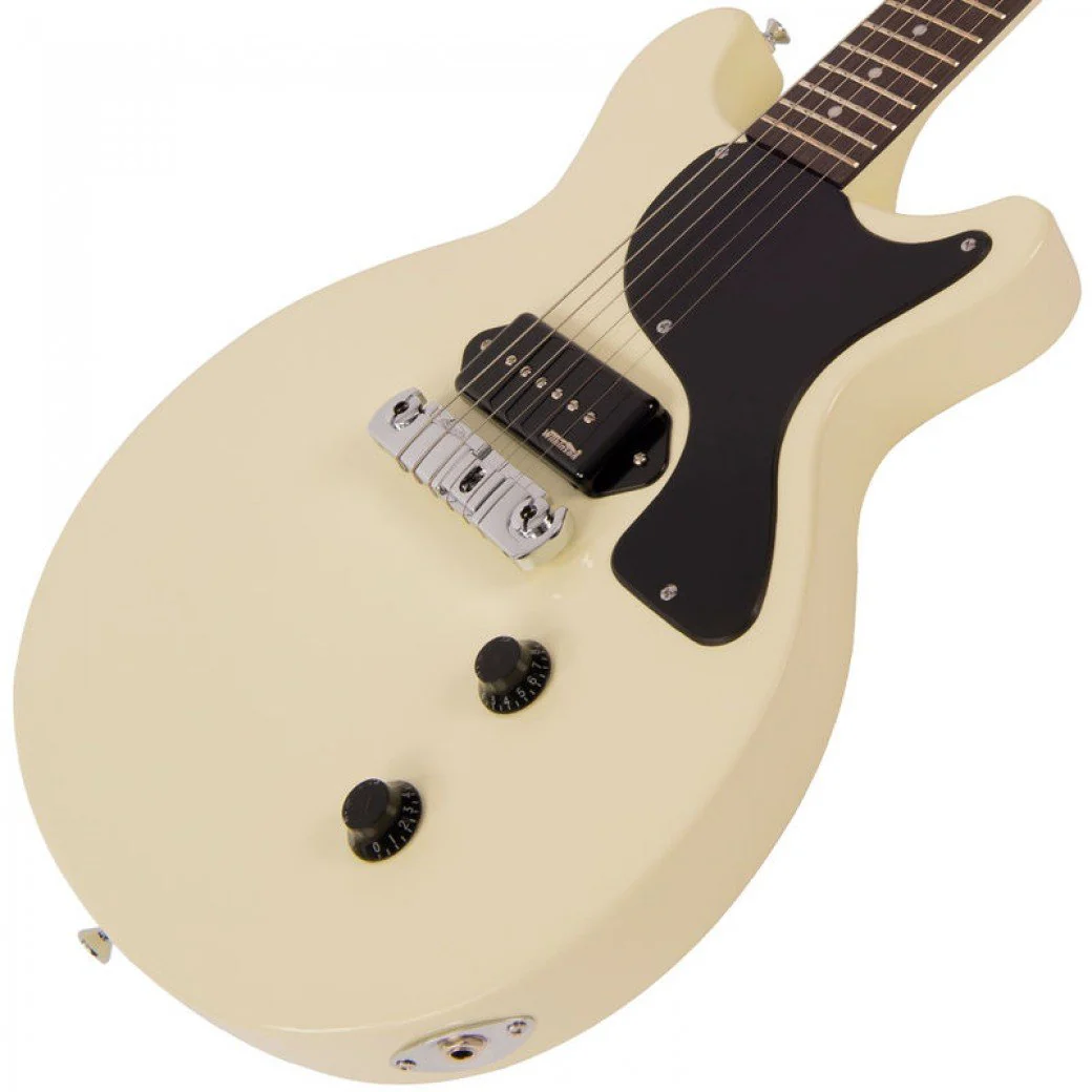 Vintage V130 Reissue Electric Guitar - Vintage White - Image 4